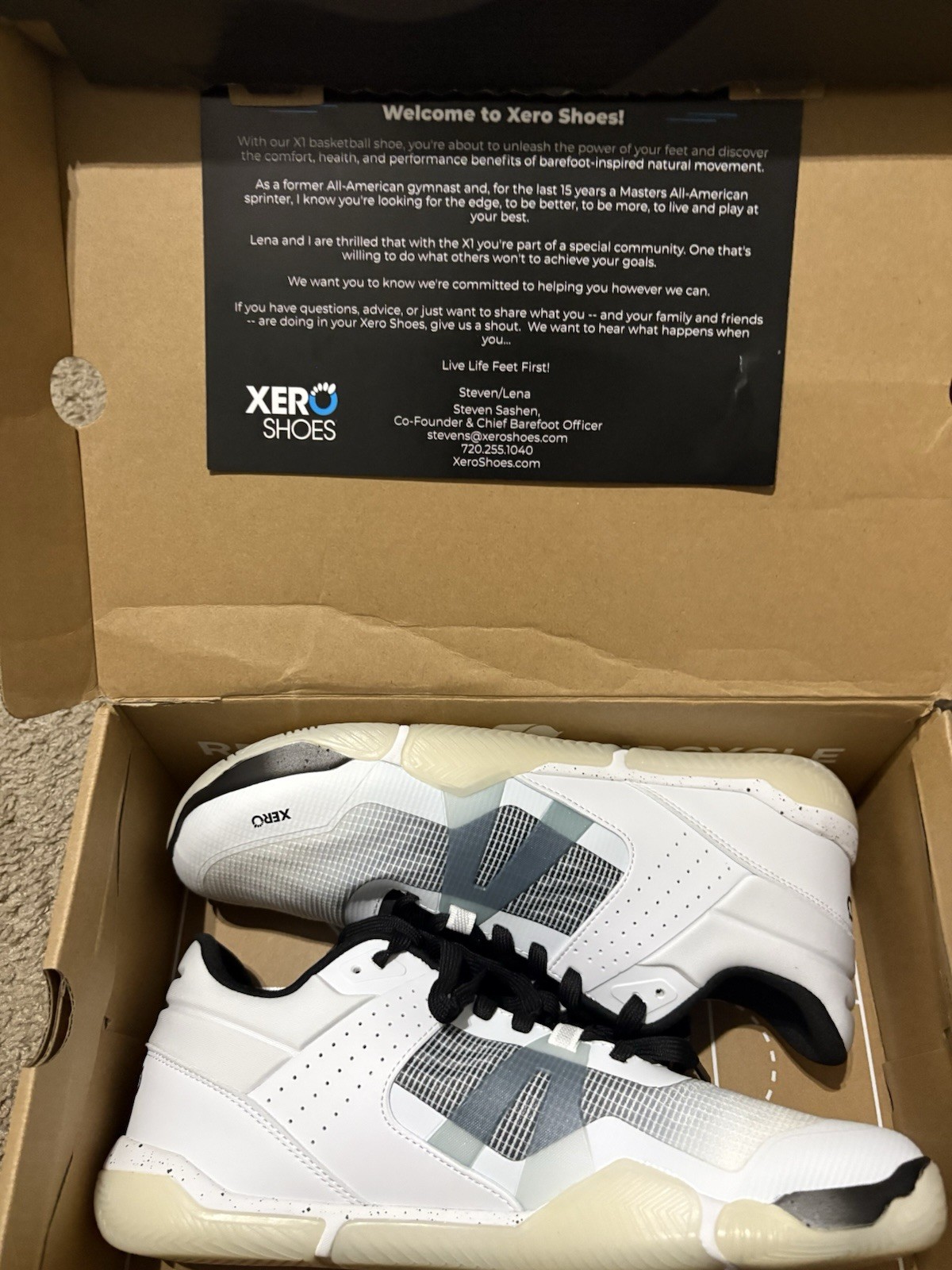 Xero Shoes X1 Men’s Basketball Sneakers Low Top Lace-Up Solid White Black Gray