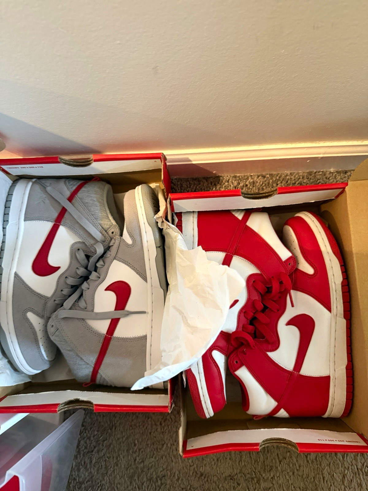 Nike Dunk High Top Lace Up Colorblock Sneaker Teens Red White Gray 2 Pairs