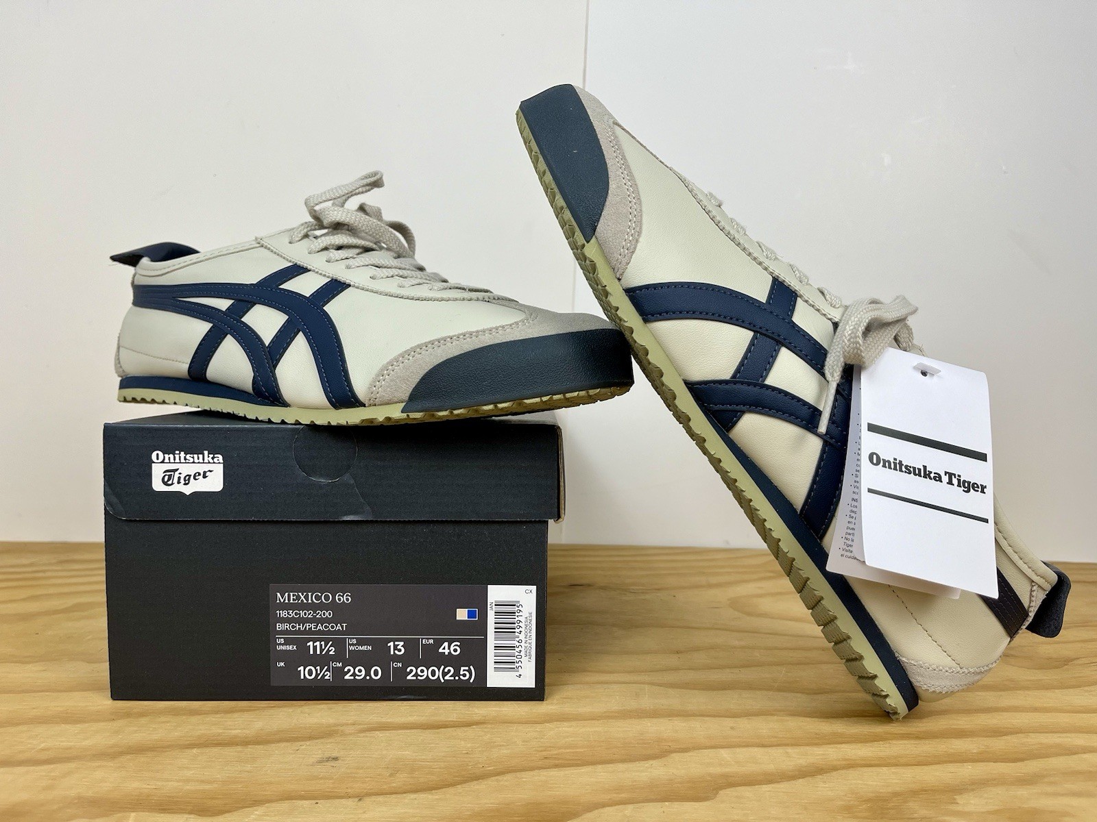 Onitsuka Tiger MEXICO 66 ASICS Shoes BIRCH PEACOAT~ sz 11.5 US Seller!