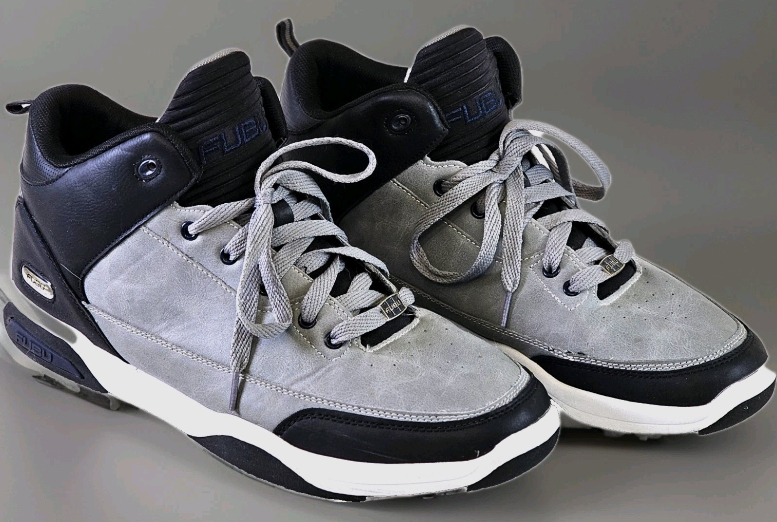 FUBU Tiger Zone Men’s 12 High-Top Basketball Shoes Grey Black Faux Leather Suede