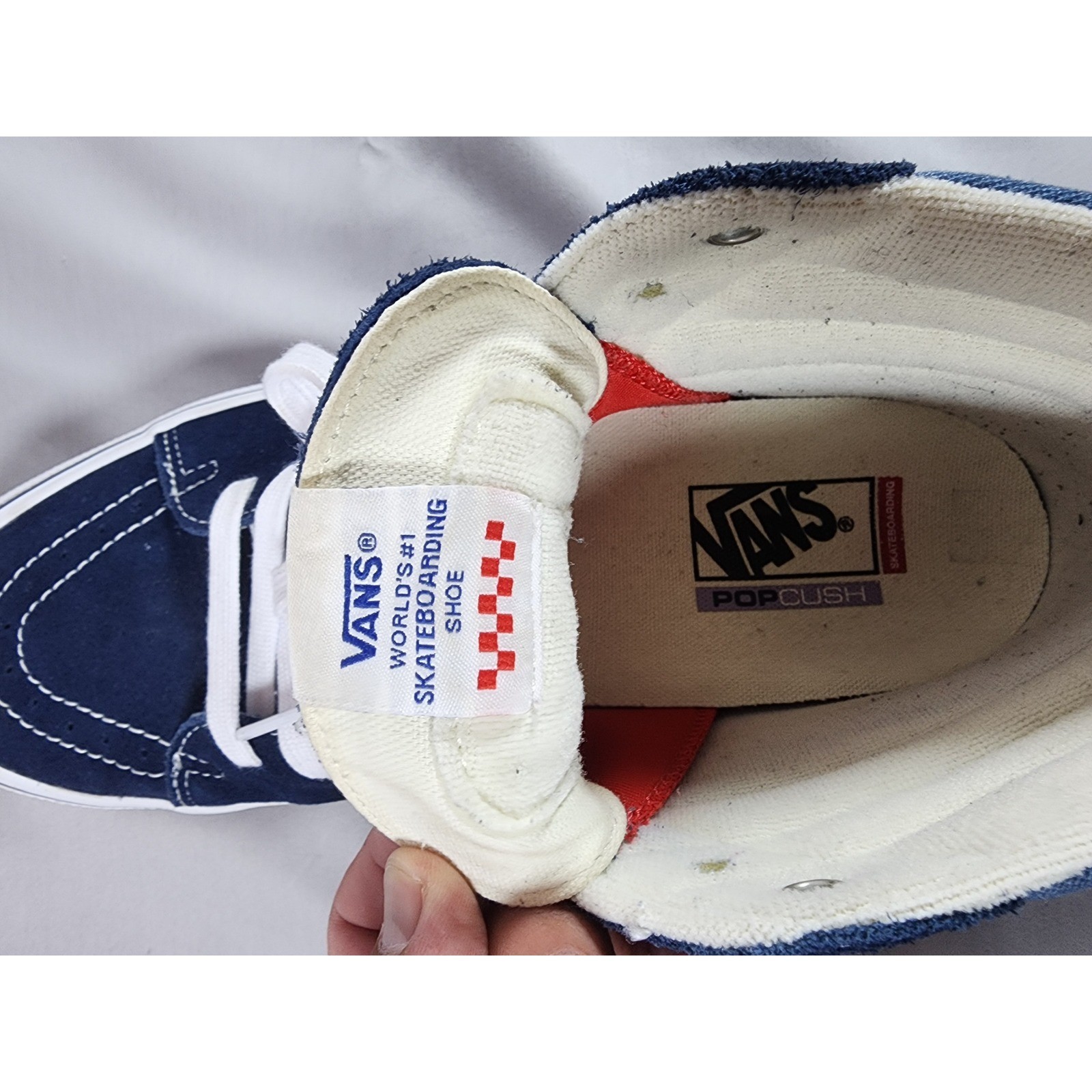 Vans Skate Sk8-Hi Navy Blue High Top Sneakers PopCush Mens 11.5 VN0A5FCCNAV