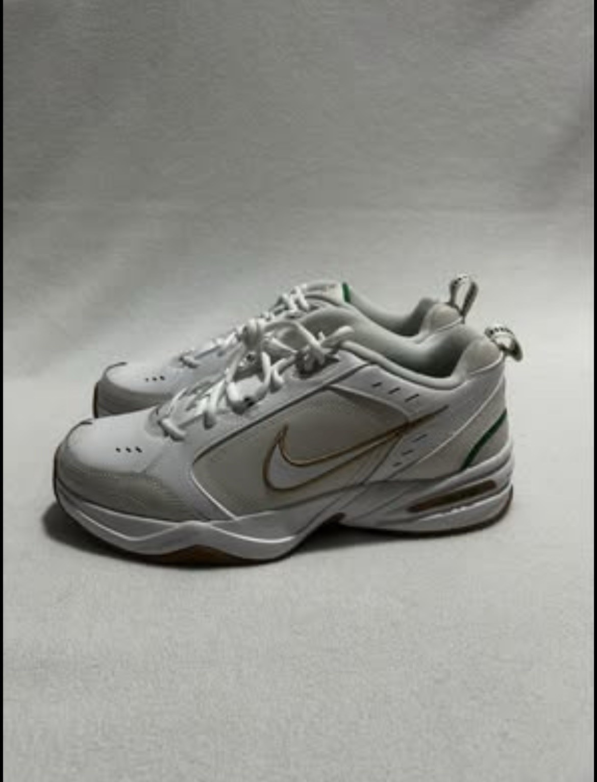 Nike Air Monarch IV Men’s Sneaker Size 11.5 White Metallic Gold 415445 103