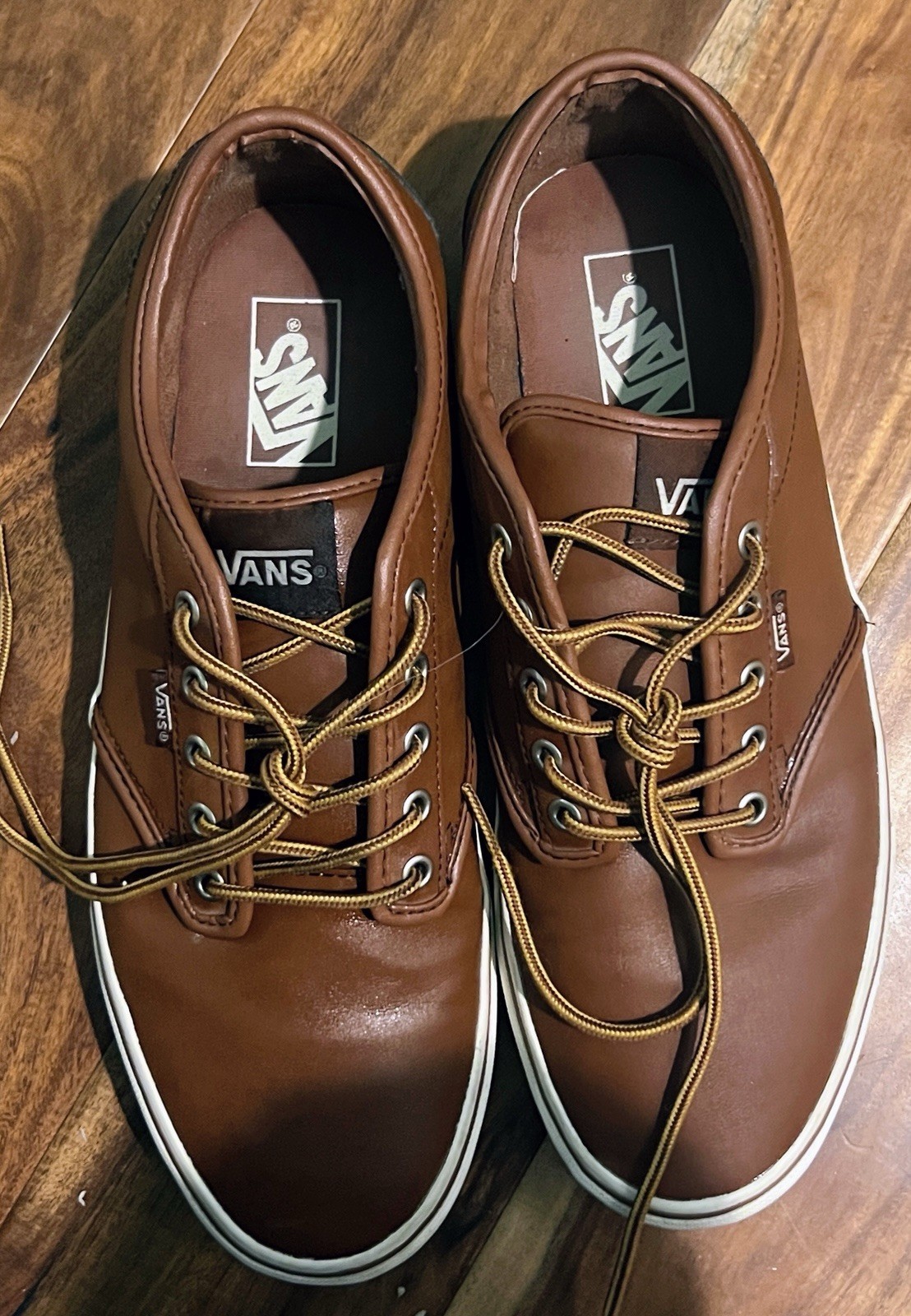 Vans Atwood Deluxe Brown Faux Leather Low Top Sneakers Men’s Size 11.5 EU 45