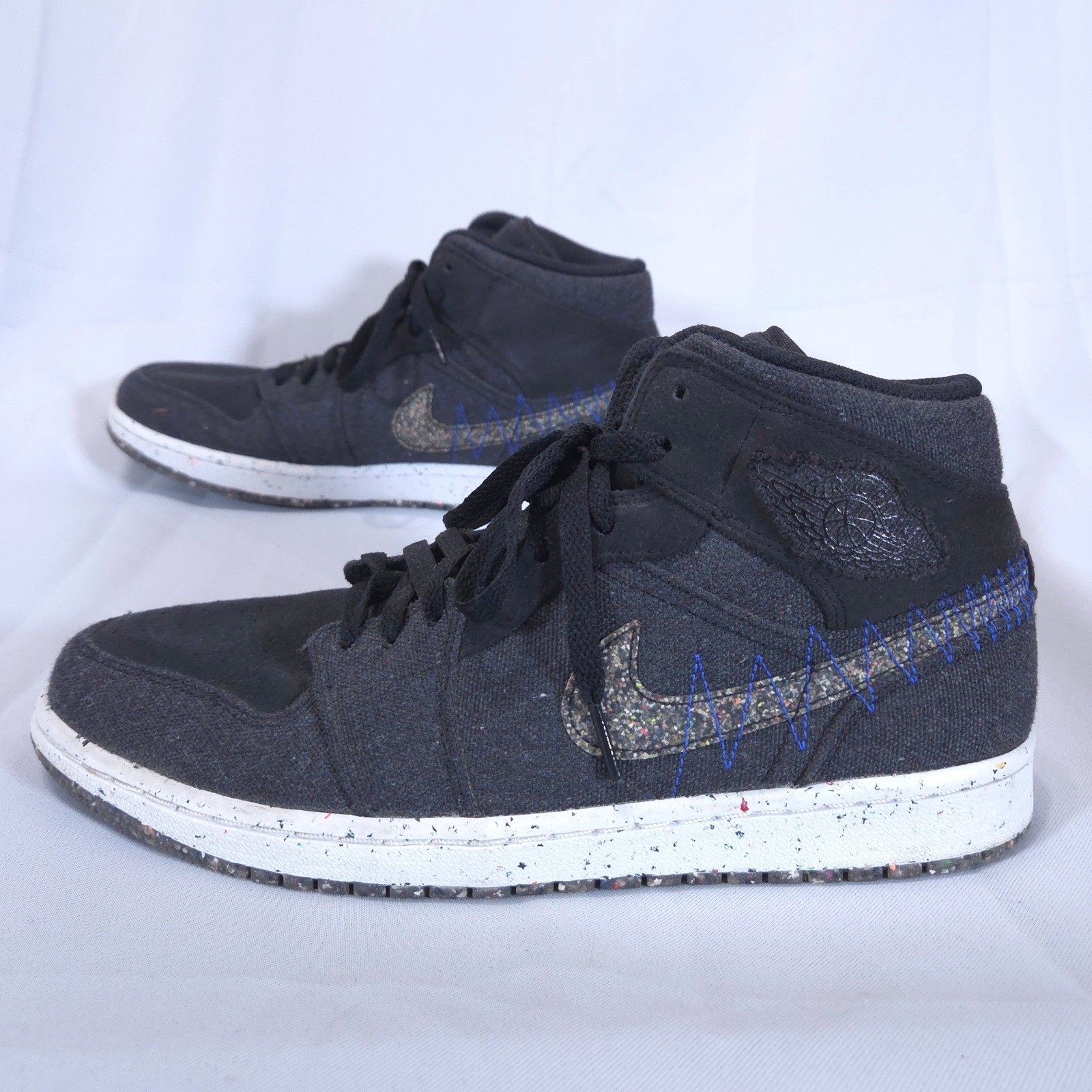 Air Jordan 1 Mid SE Crater Mens 9.5 Sneakers Black Racer Blue DM3529-001 Mint