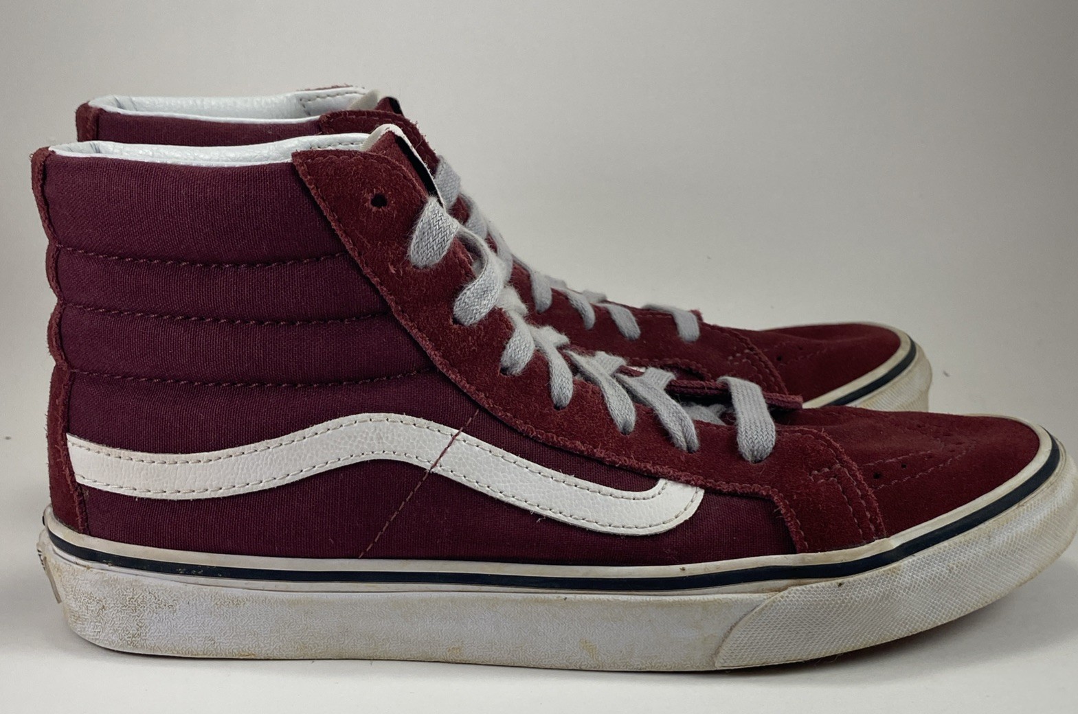 Vans Sk8 Hi Top Burgundy Shoes High Red Skate Men 7.5 Women 9 Suede Leather