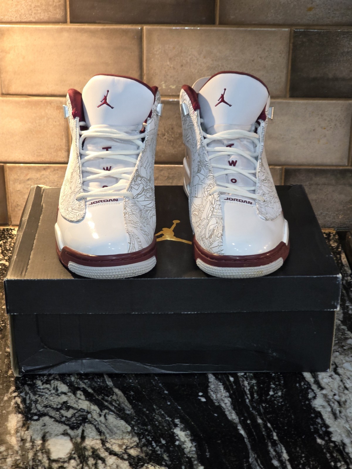 Nike Jordan Dub Mid Top Leather Sneakers White/Burgundy Cherrywood 311046-165
