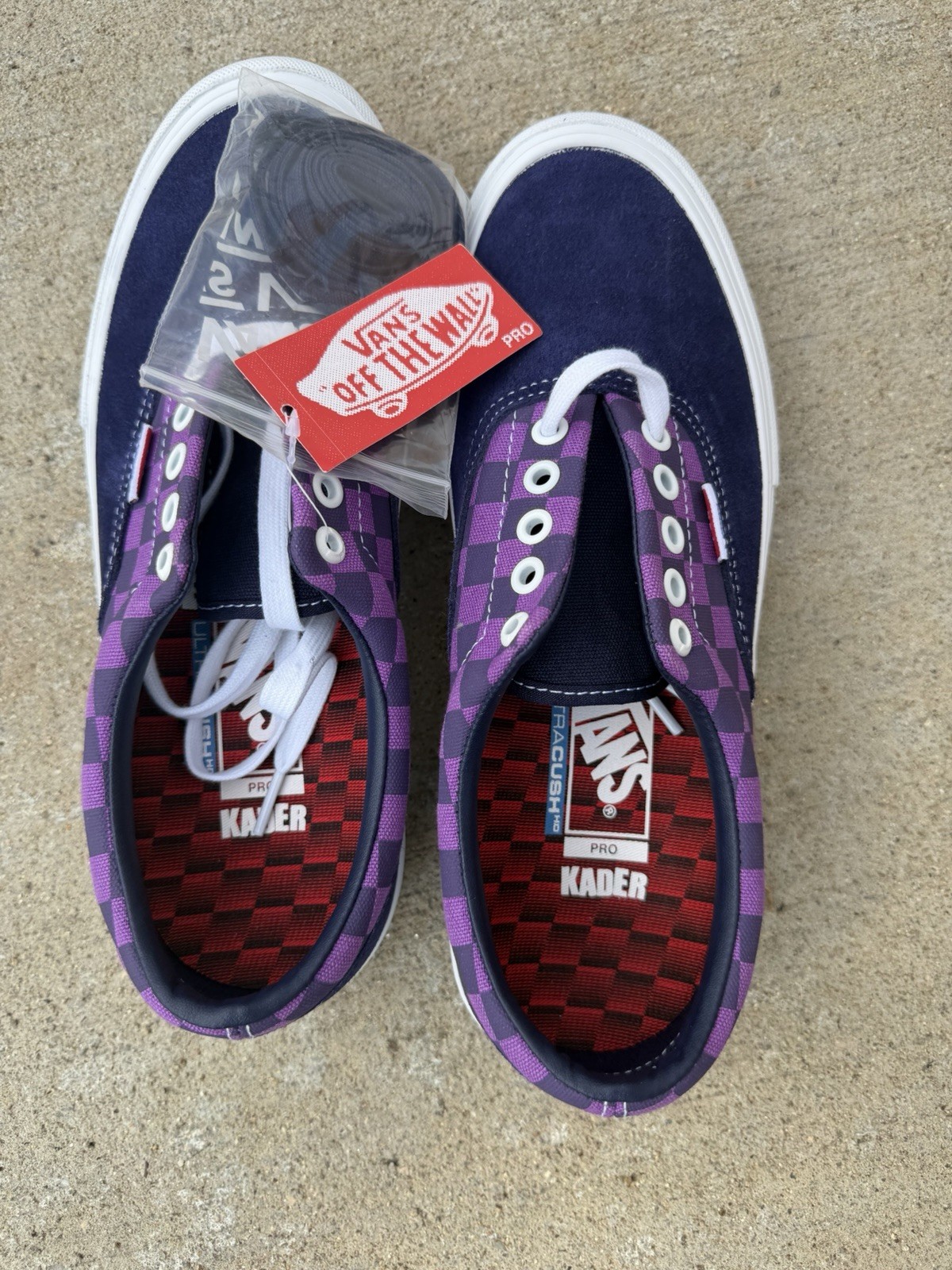 VANS Kader Low Top Lace-Up Skate Sneaker Purple Navy White Check Rubber