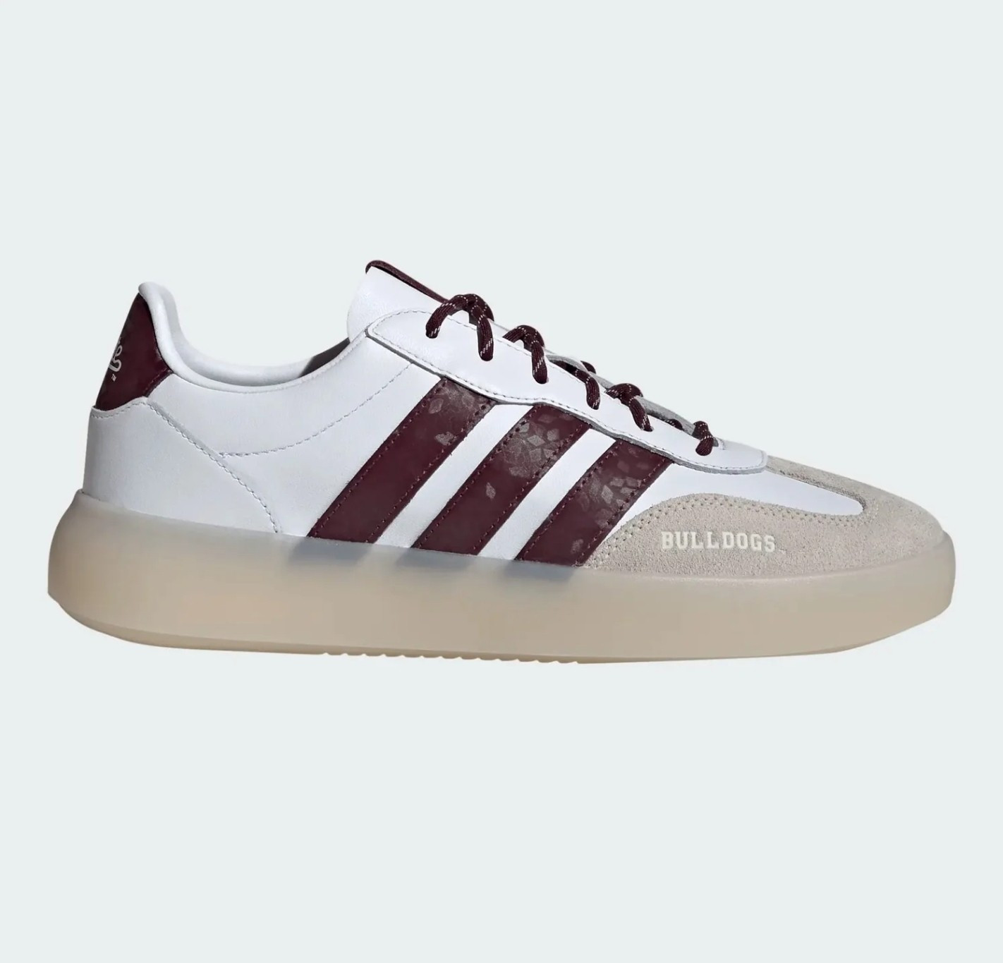 adidas Barreda Decode Lux Low Top Athletic Sneaker White Burgundy Beige KJ9199