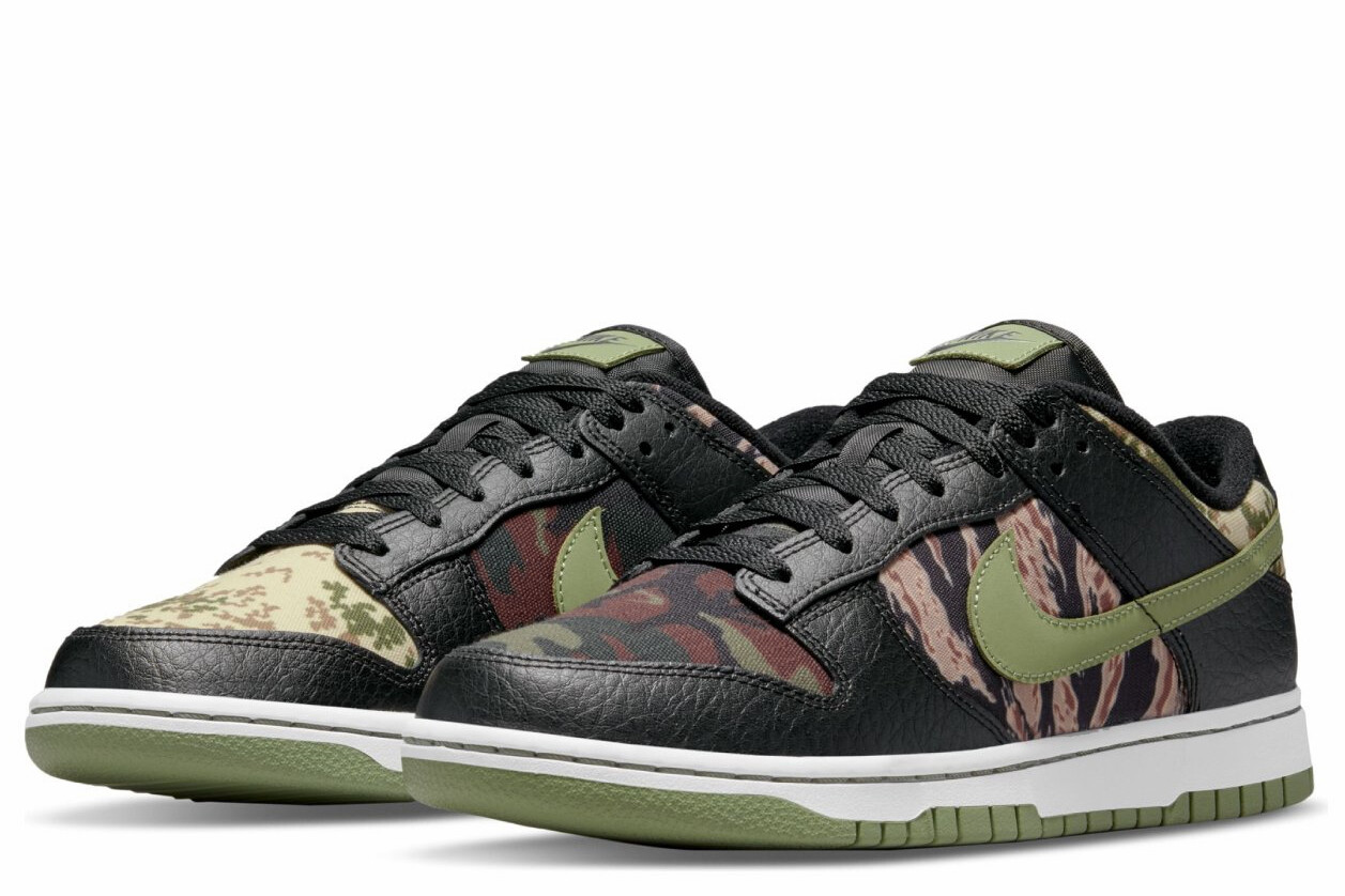 Nike Dunk Low SE “Crazy Camo” Black/Oil Green-White DH0957-001 Size 7-11 NEW