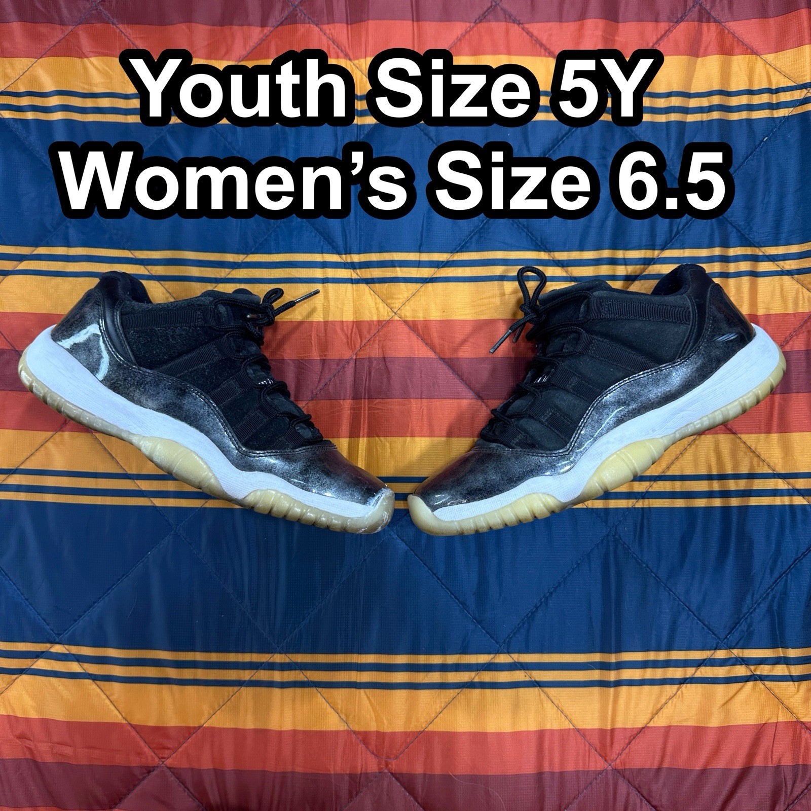 Nike Air Jordan 11 Retro Low Barons Black White 528896-010 Youth 5Y Women’s 6.5