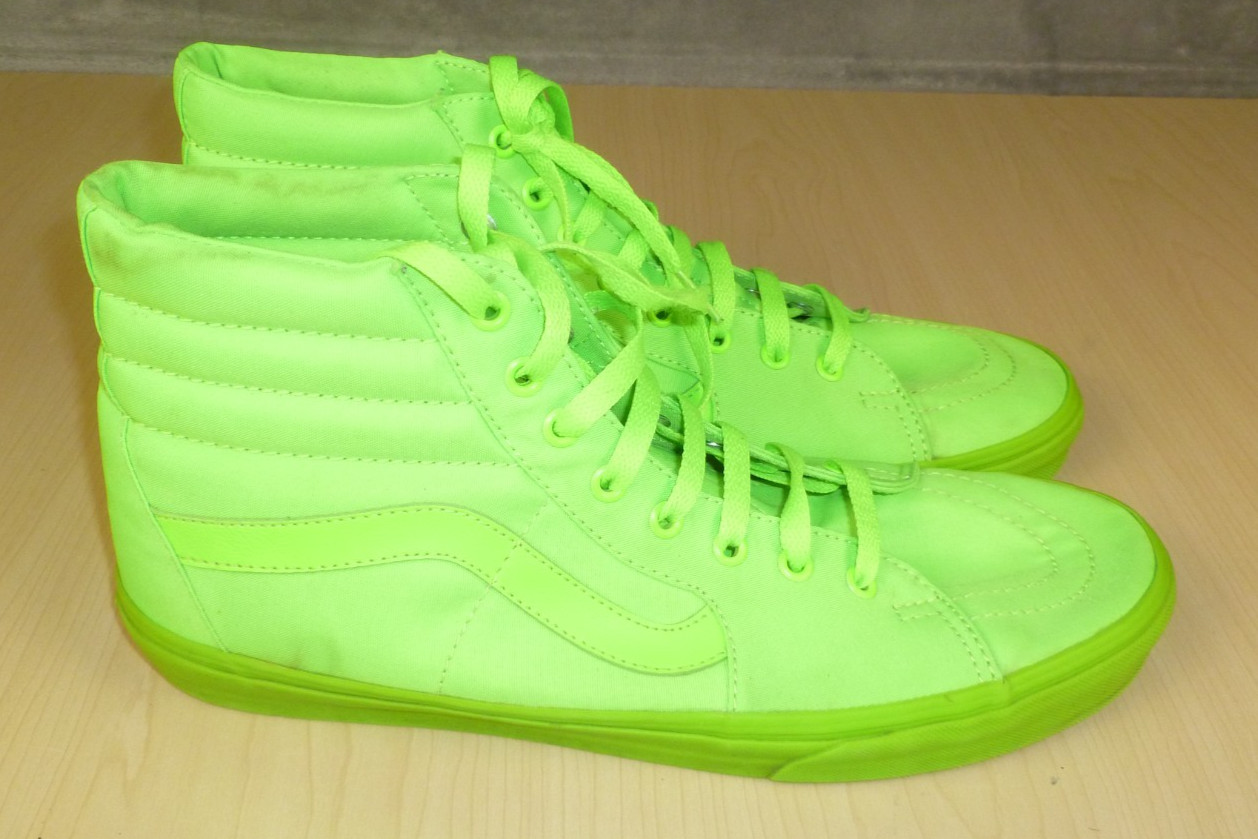 VANS Sneakers Womens 5.5 Neon Green High Top Skateboard Shoes Fluorescent