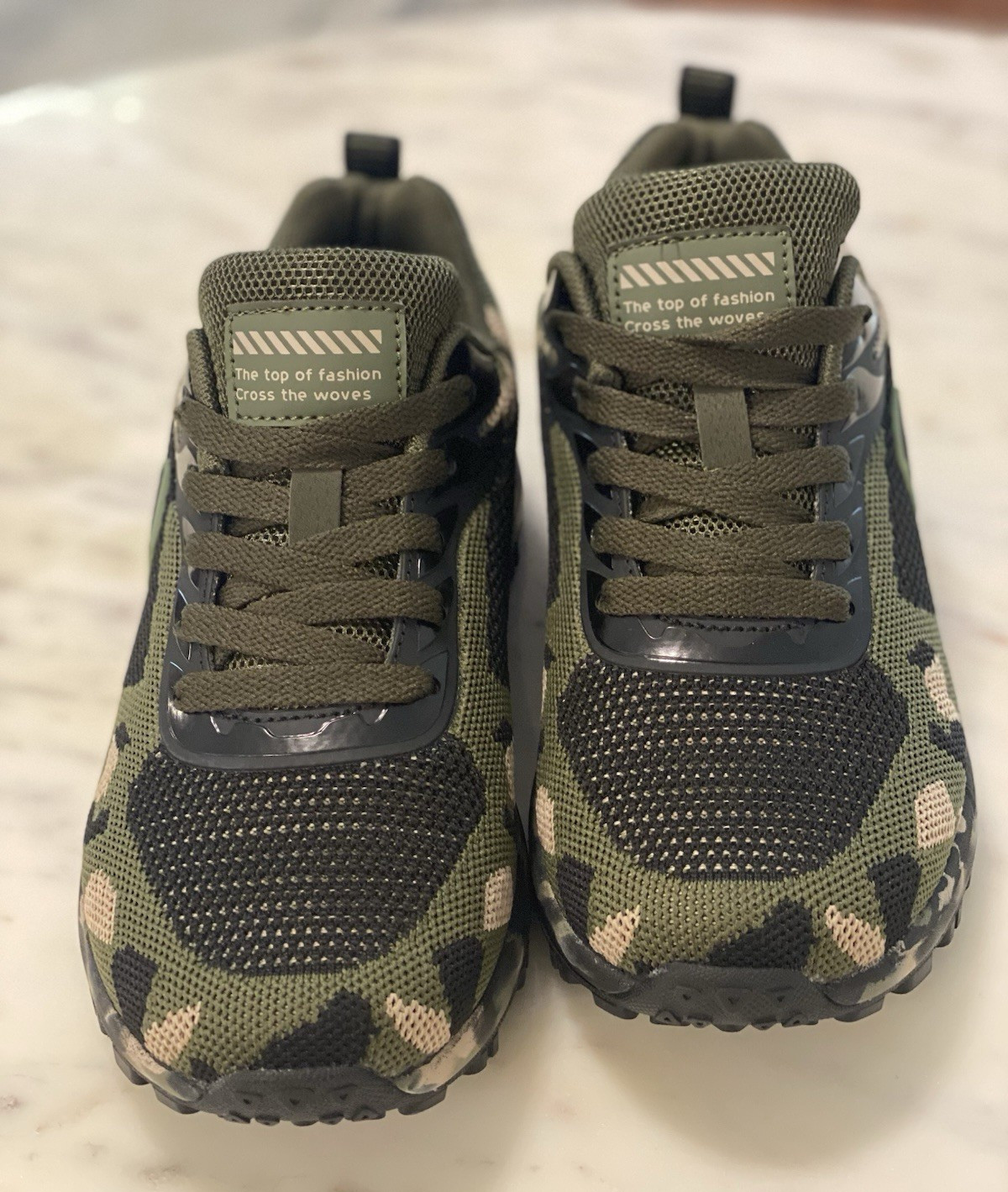Sport Weer Women Low Top Lace-Up Athletic Sneakers Green Black Beige Camo