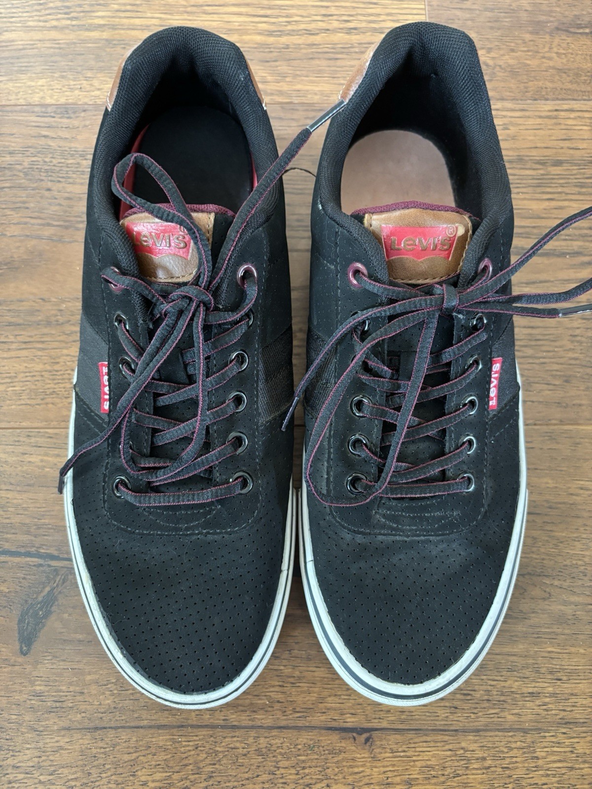 Levi’s Men’s Low Top Lace-Up Sneakers Black/Brown Synthetic Rubber Solid