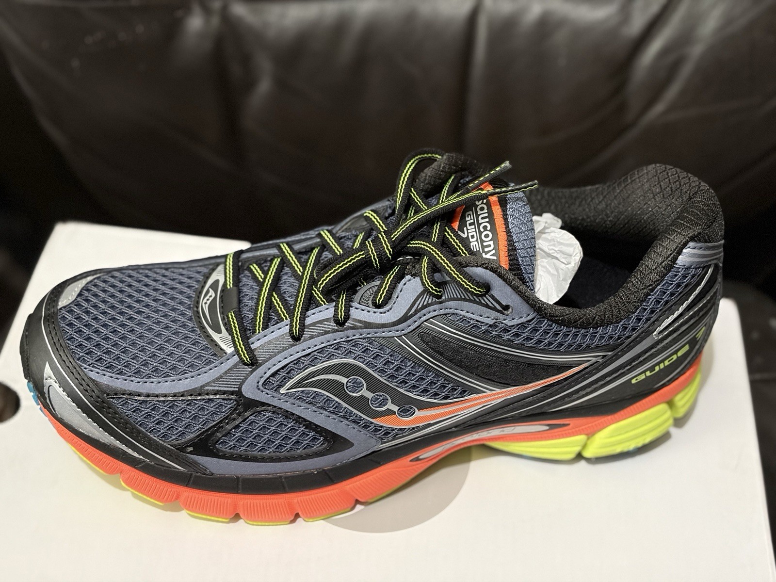 Saucony ProGrid Guide 7 Grey Orange Lime Men’s Shoes Sneakers S70936-13 Sz 10.5