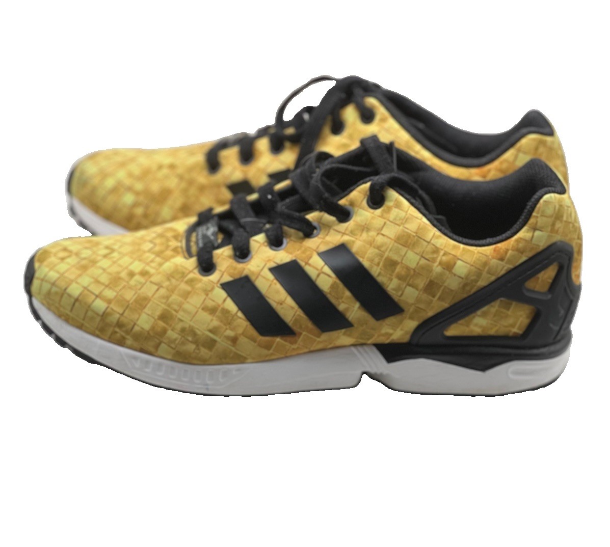 Mens Adidas ZX Flux Torsion Yellow Wooven Sneakers Shoes Size 9 Black Accents