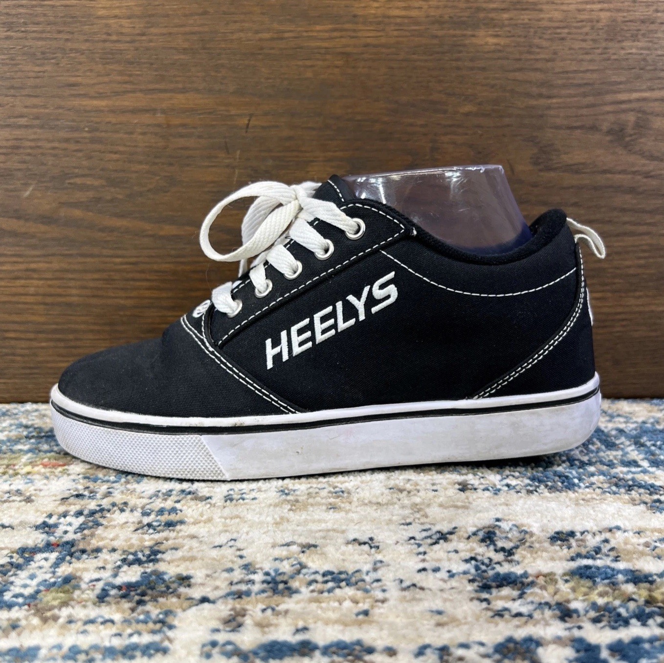 HEELYS Pro 20 Shoes Black Canvas Skate Roller Casual w/Wheels Sneakers 5Y 36.5