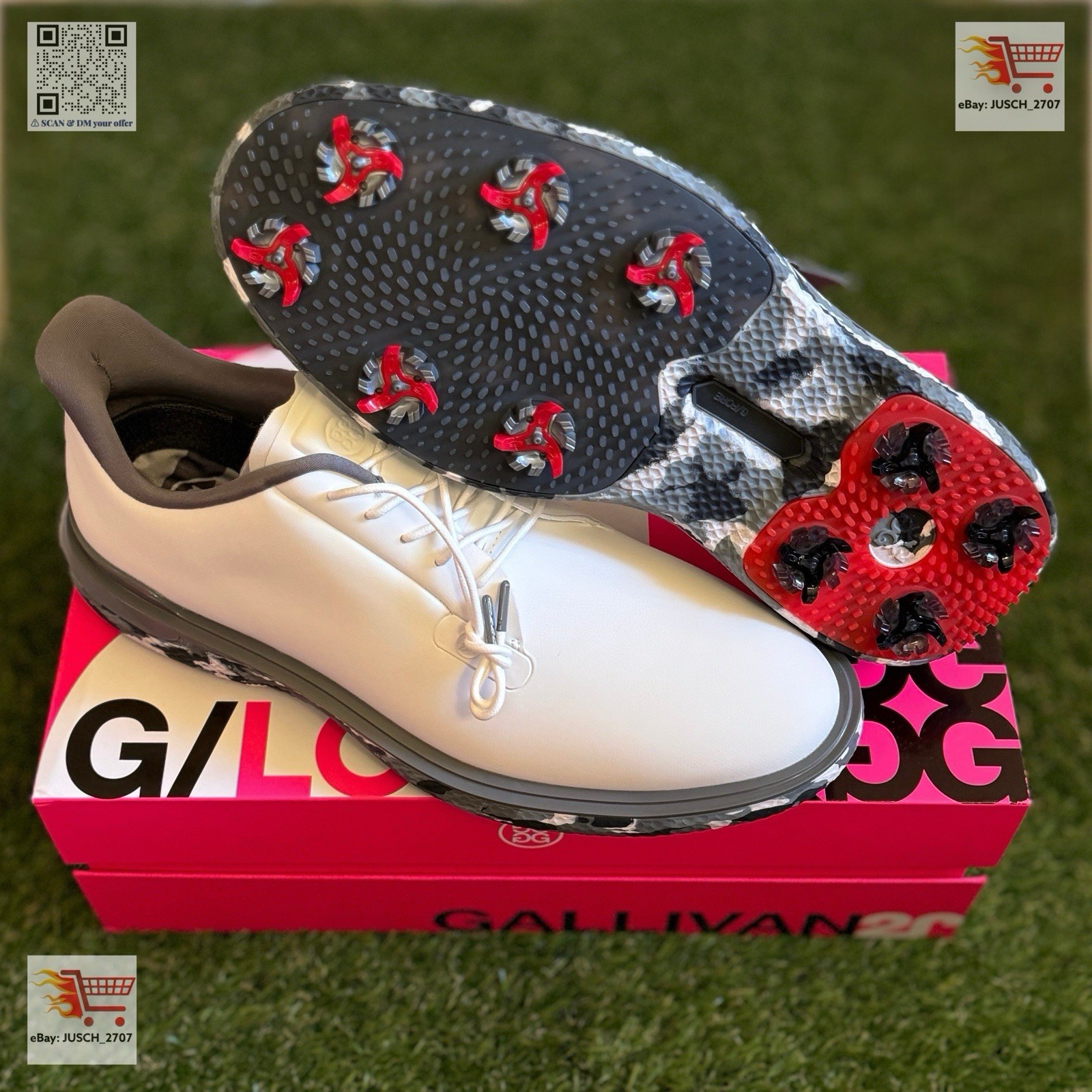 G/Fore G4 Gallivan2r G/LOCK TPU Golf Shoe Sneaker ⛳️ US 9 ⛳️ Black Camo White