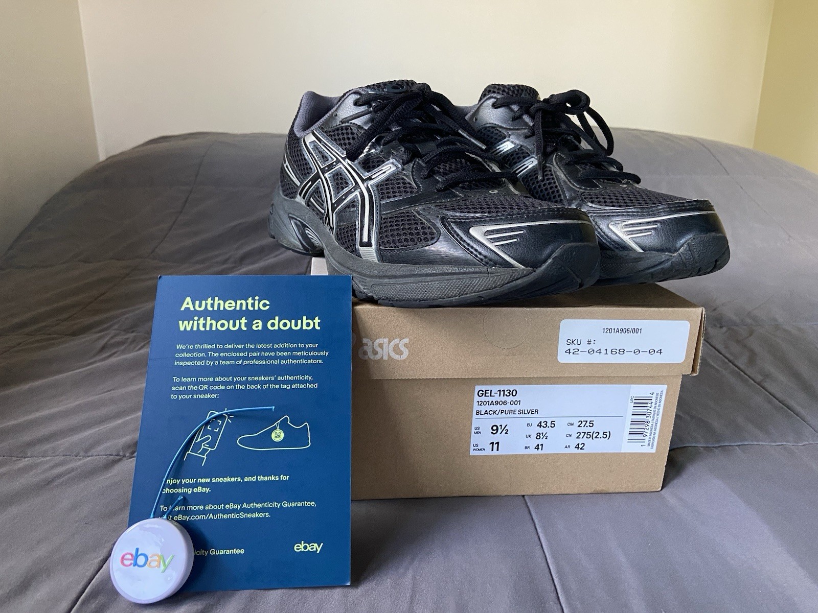ASICS Gel 1130 Black/Pure Silver Men’s Low Top Lace-Up Mesh Sneakers 2023