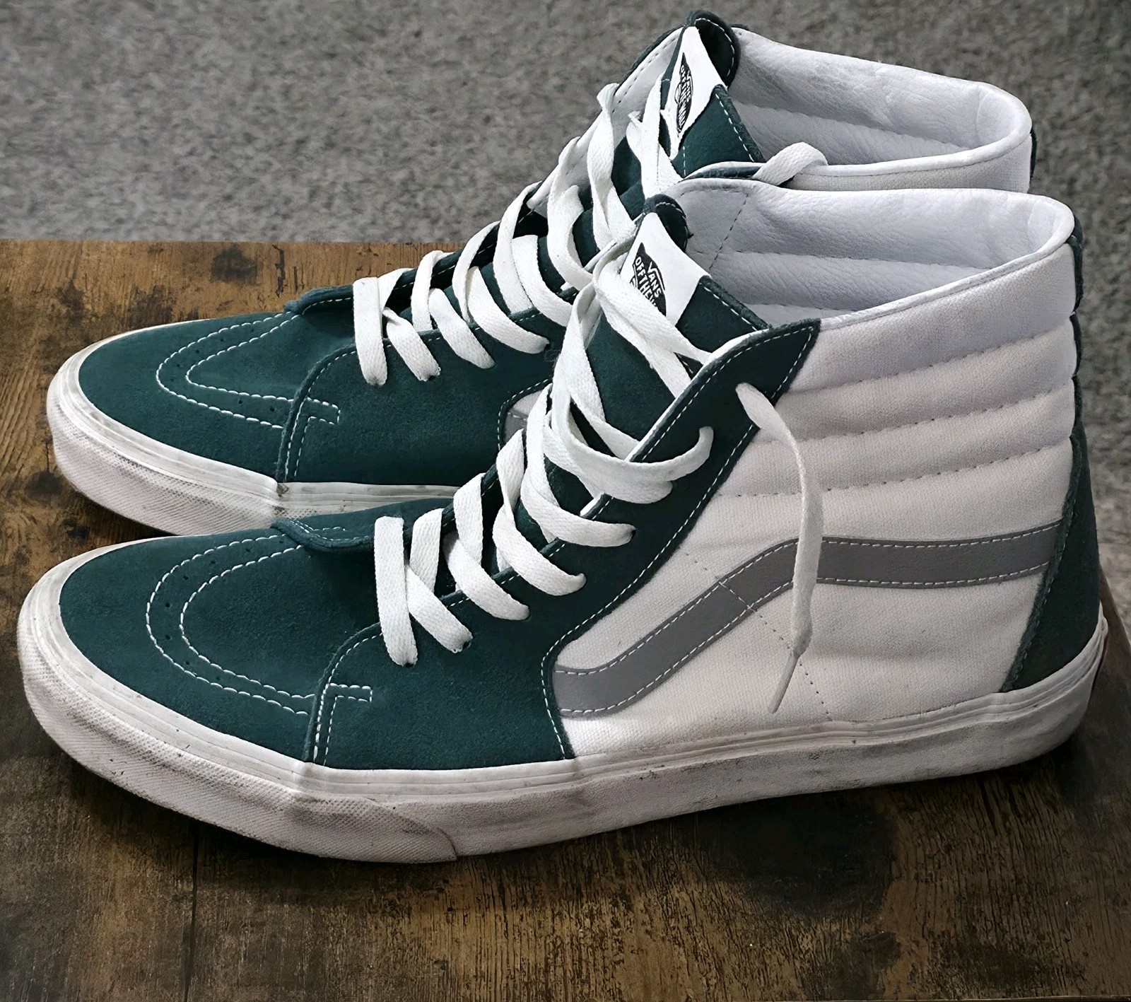 VANS Sk8-Hi Retro Sport Green White Suede Canvas Sneakers Sz US M 13