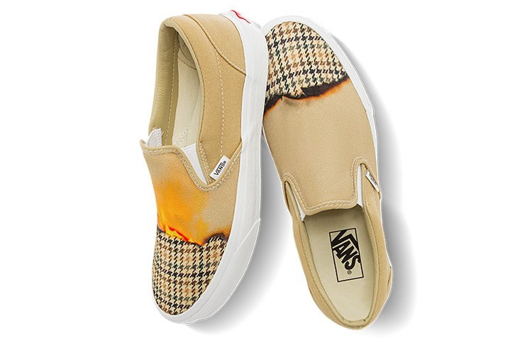Vans Classic Slip-On Men’s 12 Tan Houndstooth Burnt Print Unisex ShoeVans Slip