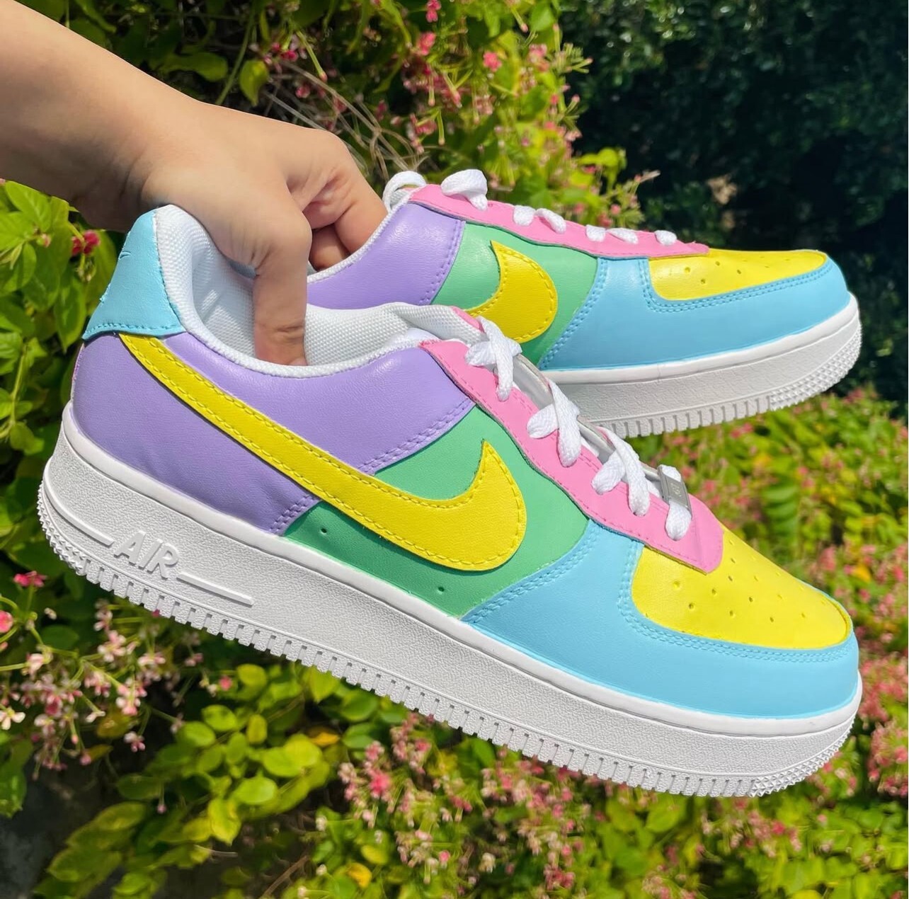 Air Force 1 Custom Shoes, Spring Easter Pastel Candy Colorblock Painted Sneakers