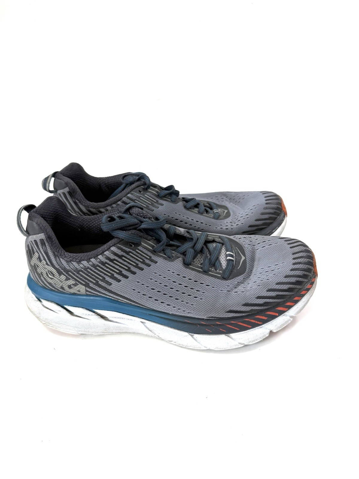 Hoka One One Men Clifton 5 Sneakers Running Shoes Grey US 8.5. 2E Wide EU 42