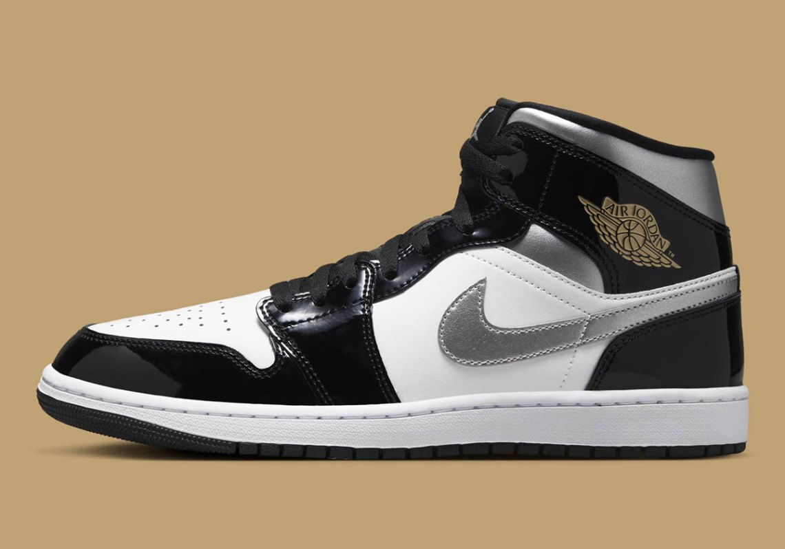 Nike Air Jordan 1 Retro Mid SE Black Metallic Silver White Gold HV0789-010 Men’s