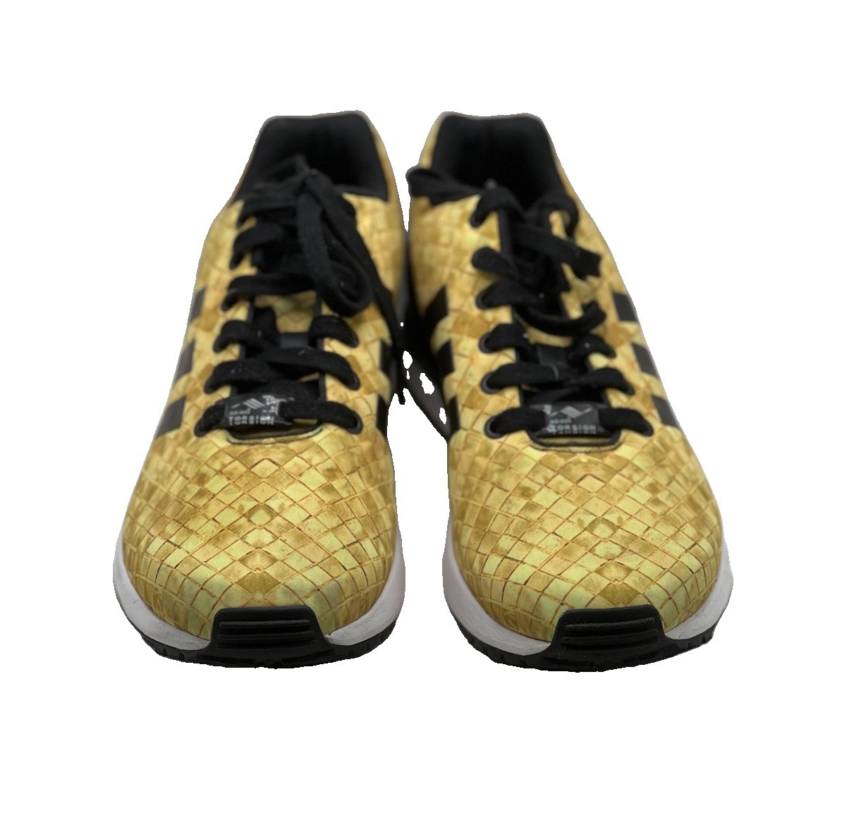 Mens Adidas ZX Flux Torsion Yellow Wooven Sneakers Shoes Size 9 Black Accents