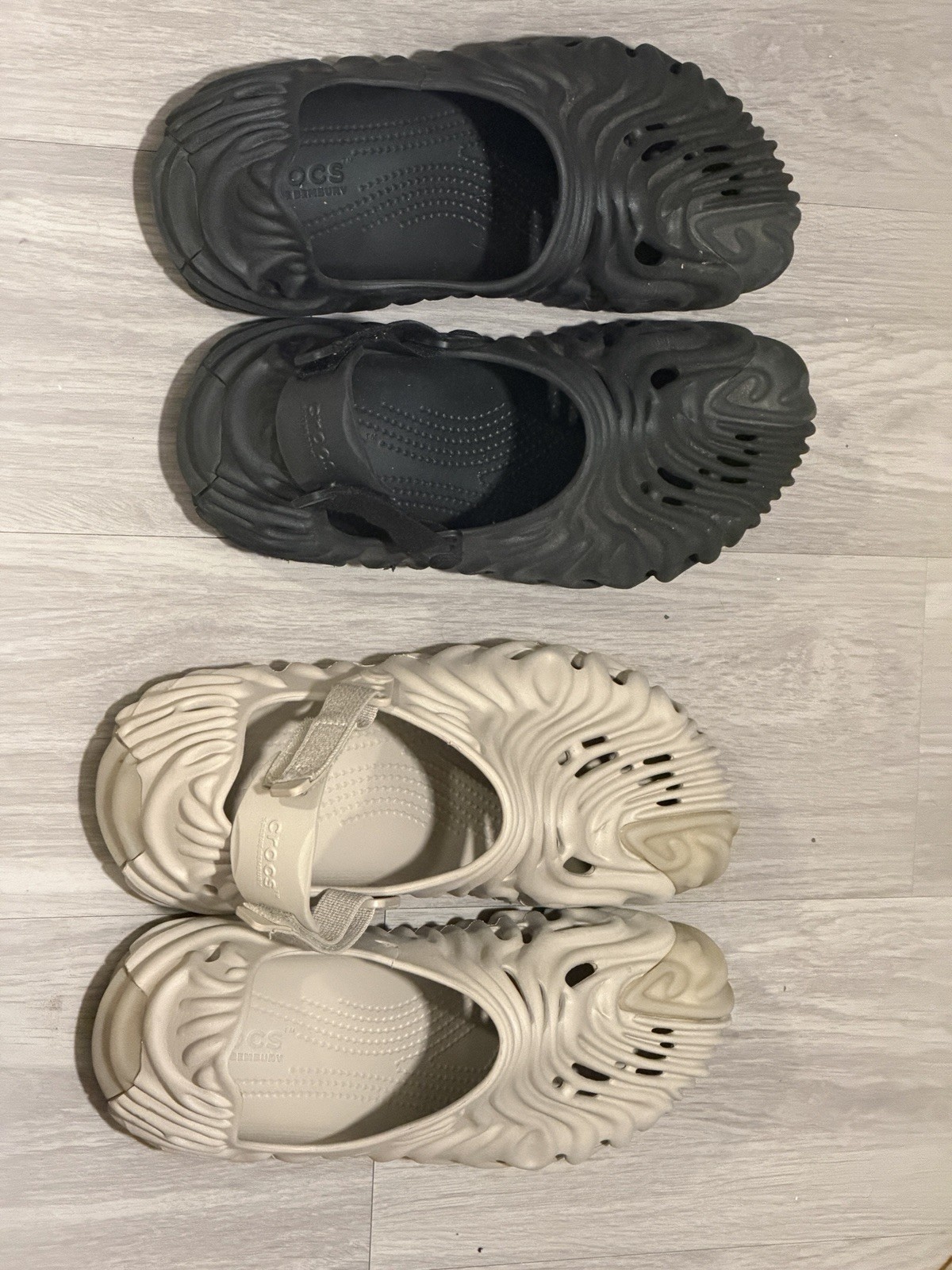 TWO PAIRS Salahe Bembury CROCS SIZE 13 TWO SHOES HAVE RIPPED STRAPS