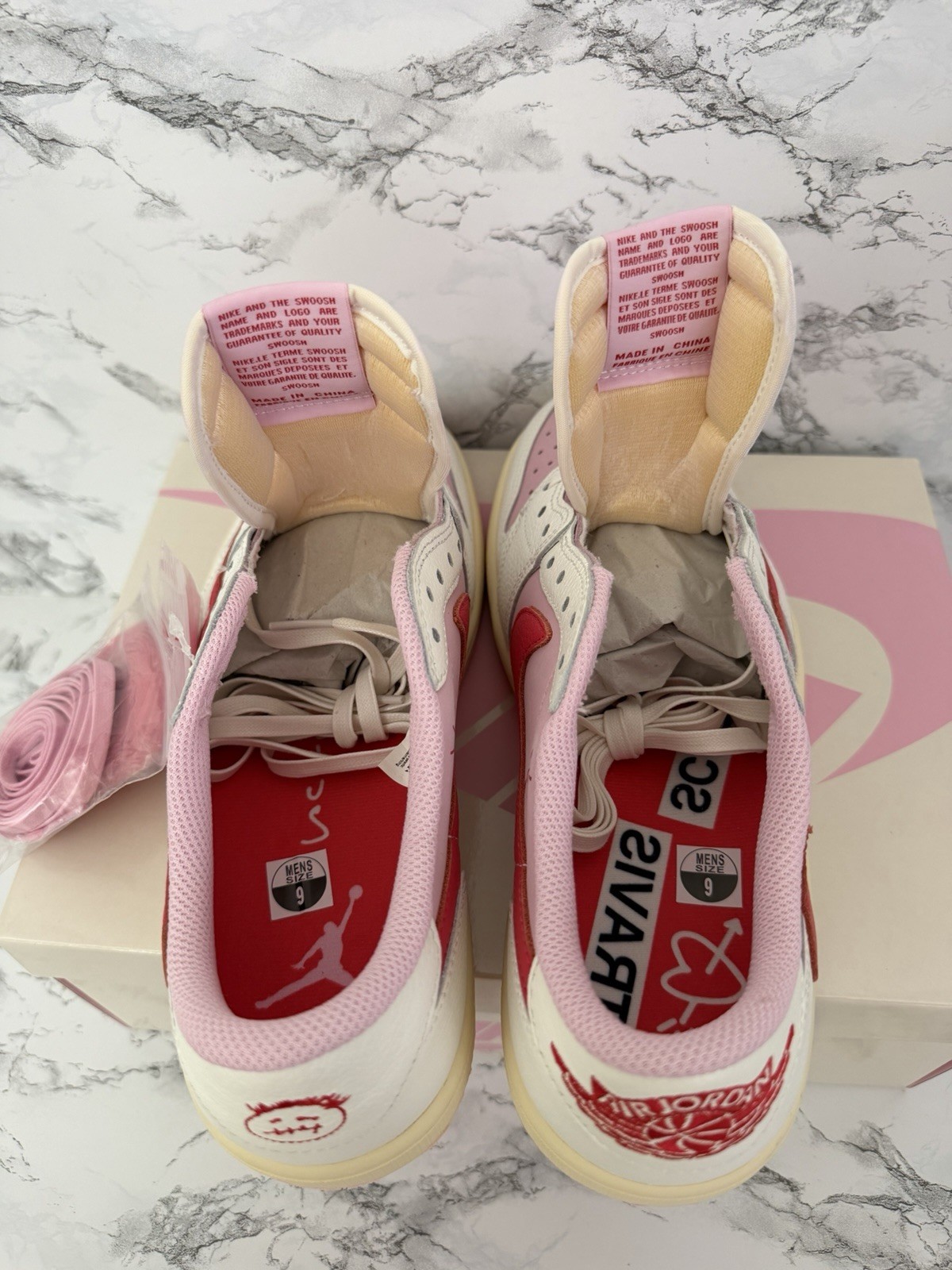 Travis Scott x Air Jordan 1 Retro Low OG Sail Tropical Pink IQ7604-101 Size 9