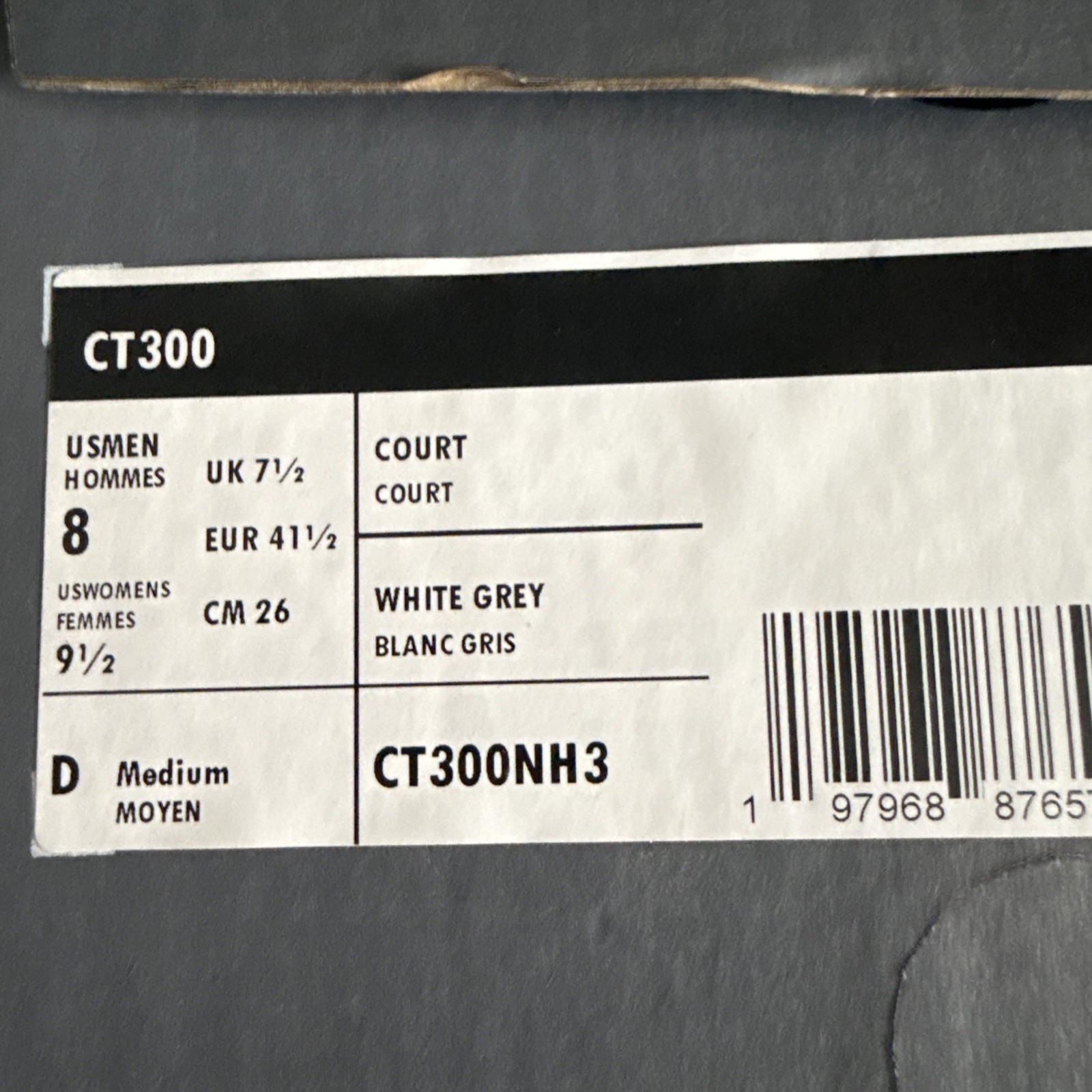 New Balance CT300 Court White Grey US 8