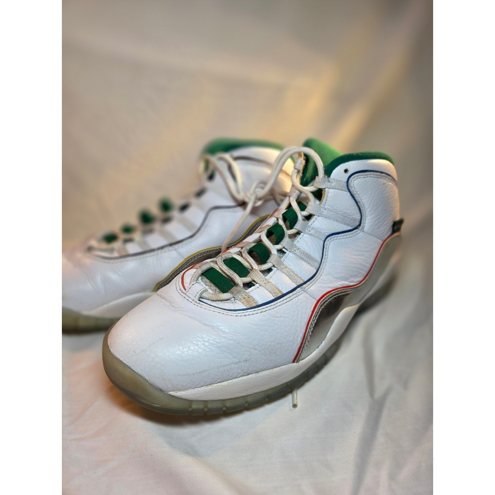 Air Jordan 10 Retro Wings White Green Multi Color CK4352-103 Mens Size 12