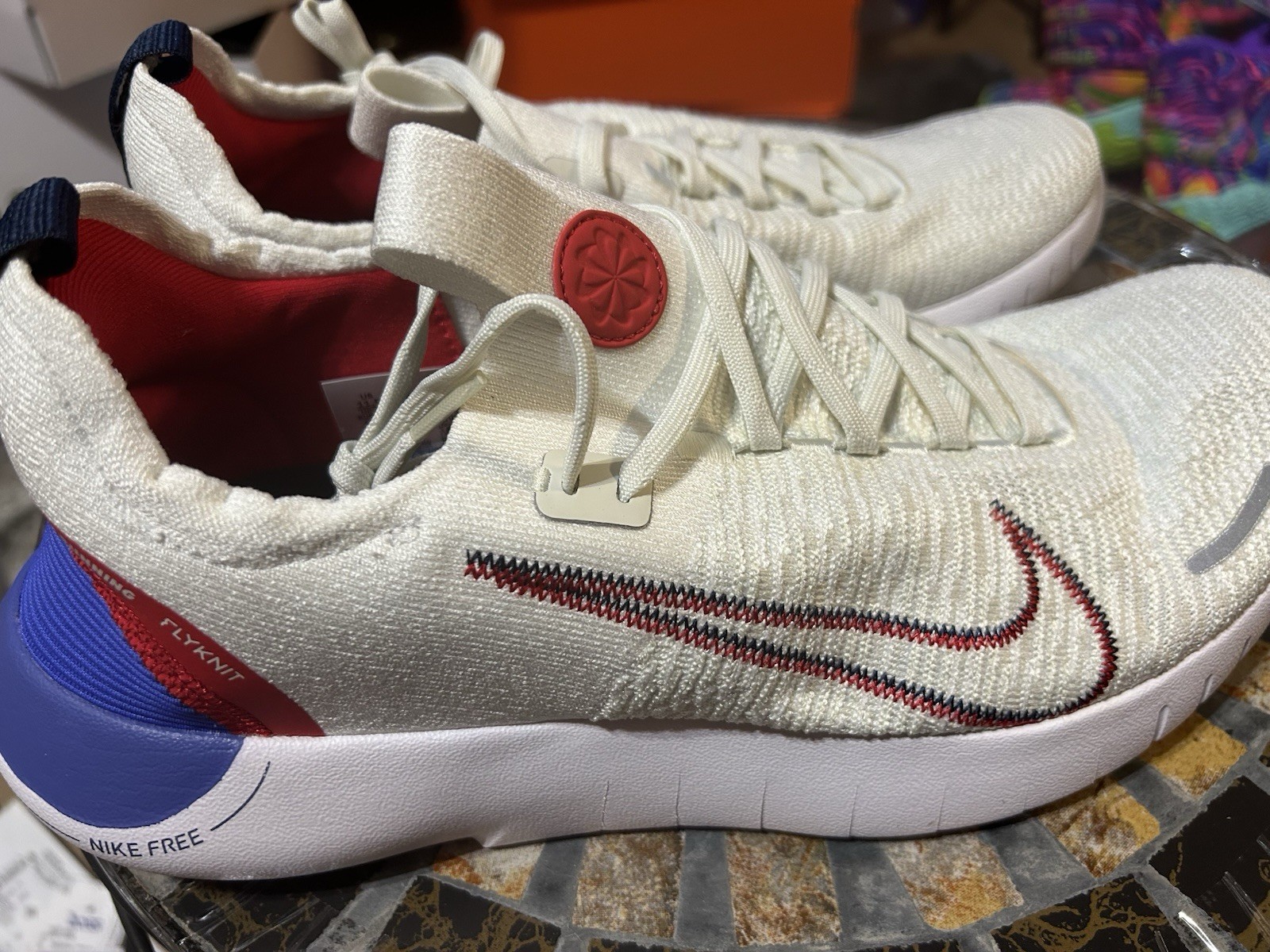 Nike Free RN FK Next Nature White Red Running FB1276-100 Mens Size 11.5