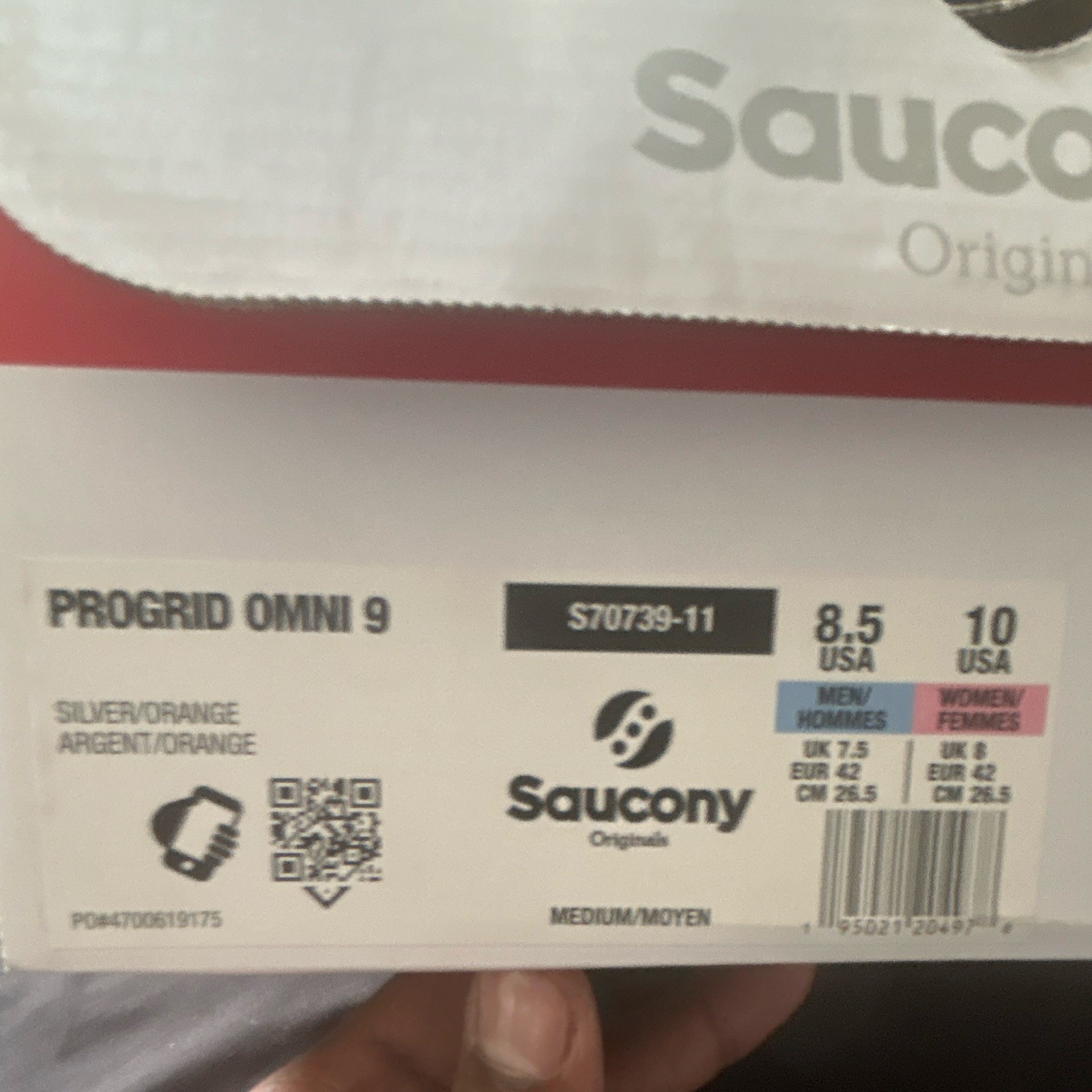 Saucony ProGrid Omni 9 Men’s Athletic Sneaker Low Top Lace-Up Mesh Silver/Orange