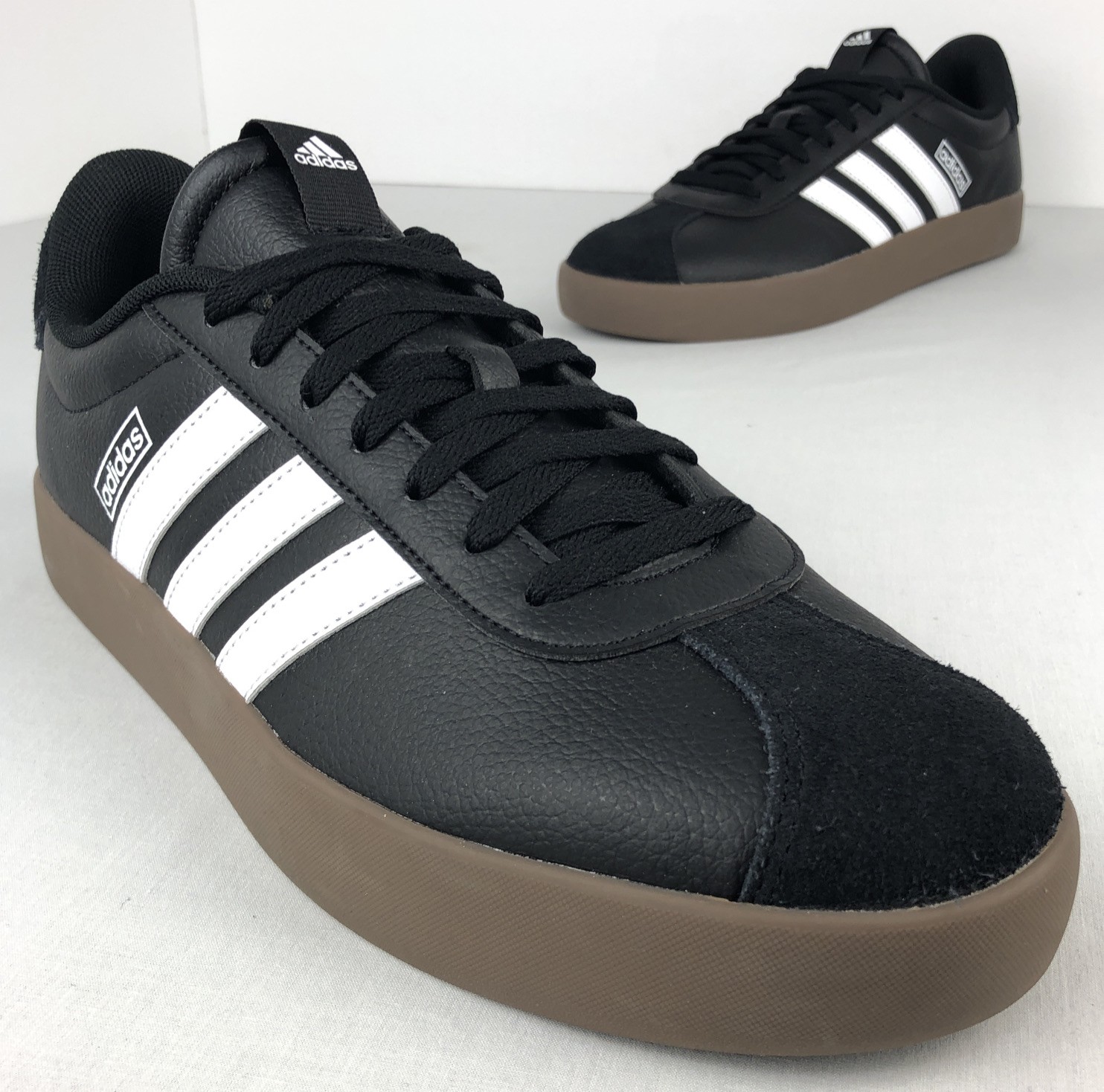 Adidas VL Court 3.0 Men’s 11 EU 45 1/3 Black White Gum Casual Lace Up 3 Stripes