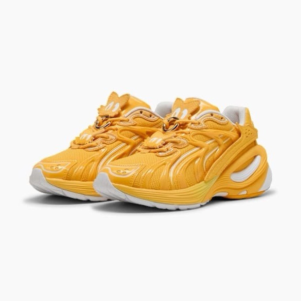 PUMA x Tails Teens Low Top Lace Up Sneakers Breathable Mesh Yellow/White