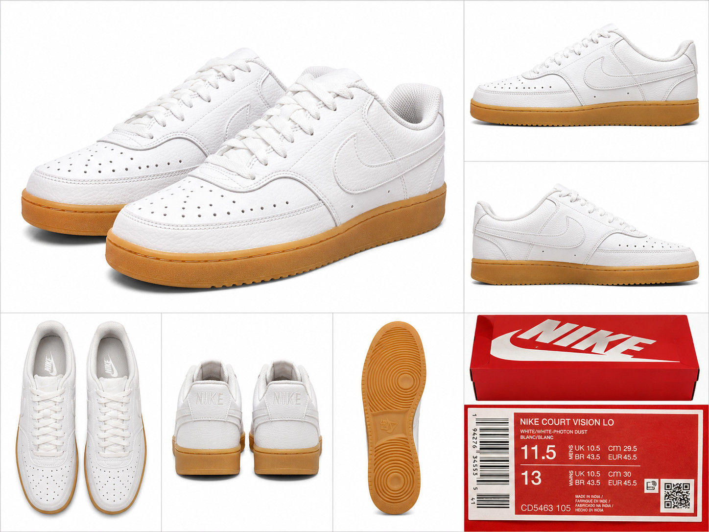 Size 11.5 – Nike Court Vision Low White Gum