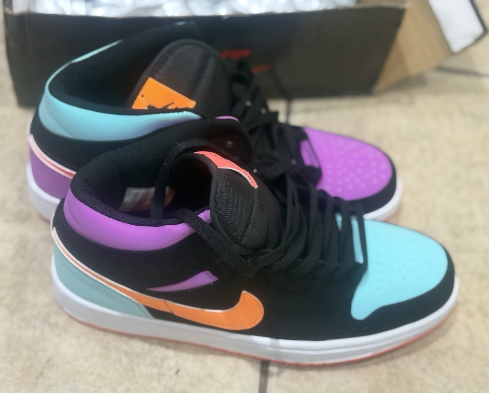 Nike Air Jordan GS Candy Multicolored Sneakers Size 12-purple, teal, orange