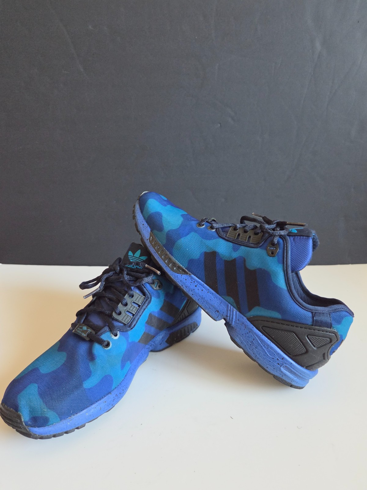 Mens Adidas Original ZX Flux Athletic Shoe, Blue Camo, Size 10.5