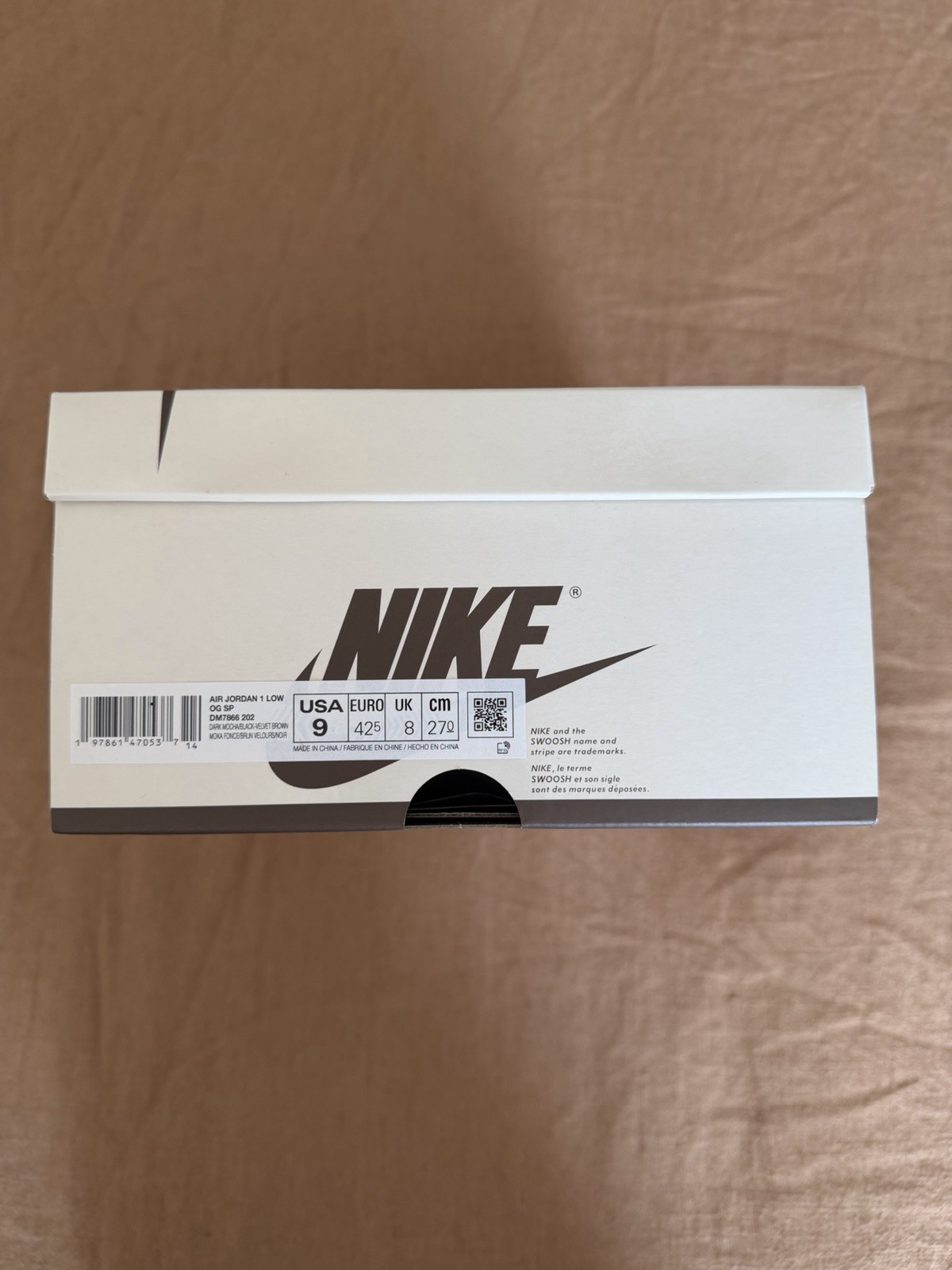 Air Jordan 1 Low OG SP Dark Mocha/Black Velvet Brown size 9