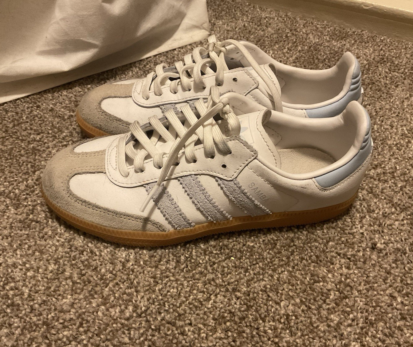 Kids adidas Samba OG Low Top Sneakers White/Gray and blue
