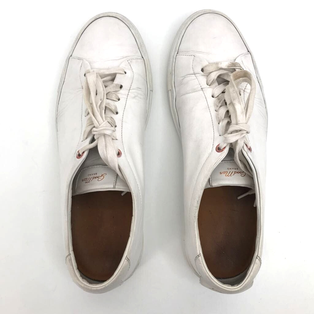 Good Man Mens Edge Sneakers White Tennis Leather Low Top Lace Up Retro Italy 8M
