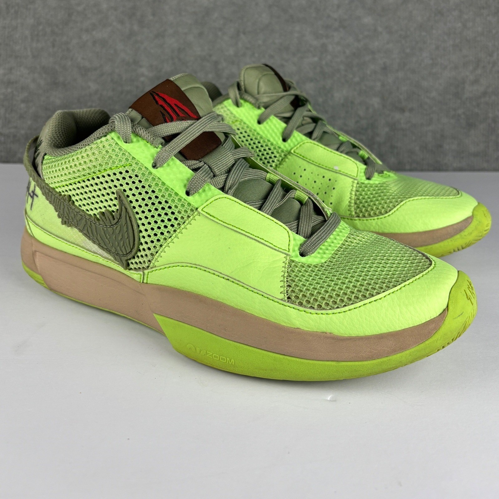 Nike Ja 1 Zombie Basketball Shoes Size 9 Lime Blast Oil Green FD6565-300