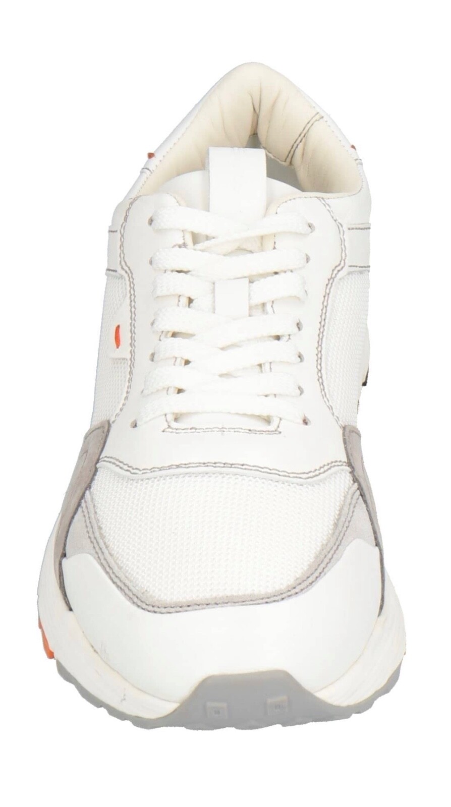 Santoni Soft Leather Men’s White Textile Italy Sneakers Shoes Size US 12 EU 11