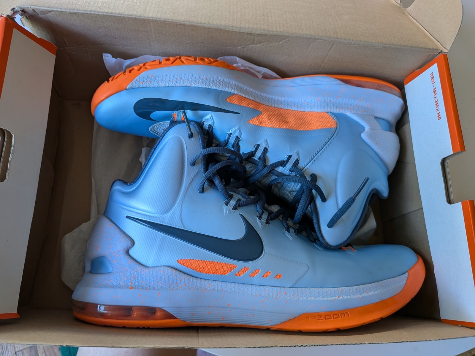 Nike KD 5 Kevin Durant Ice Blue/Squadron Blue-Total Orange Mid Top 554988-400