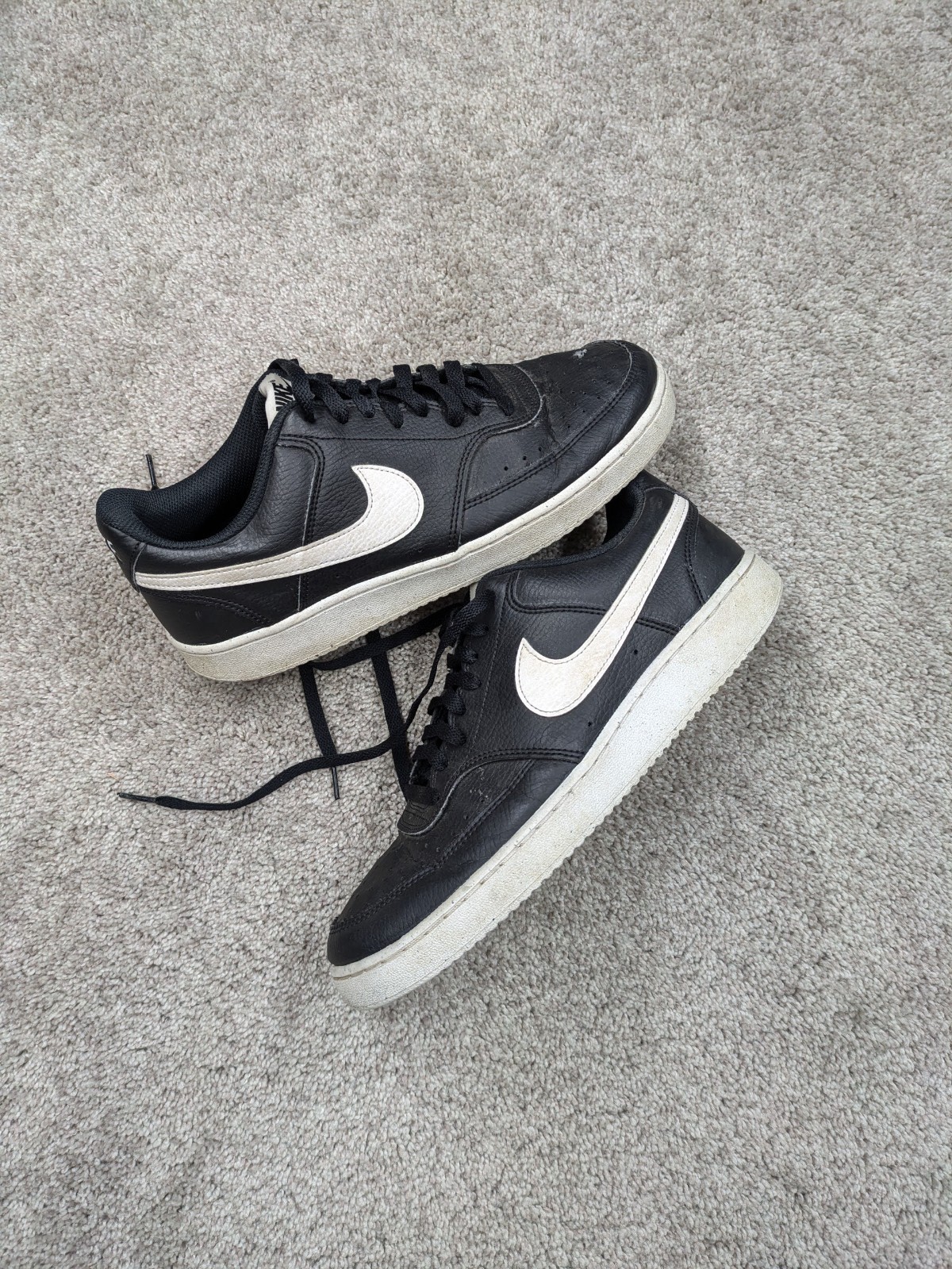 Nike Court Vision Low Shoes Mens 9 Black Running AF1 Dunk Leather DH2987-001