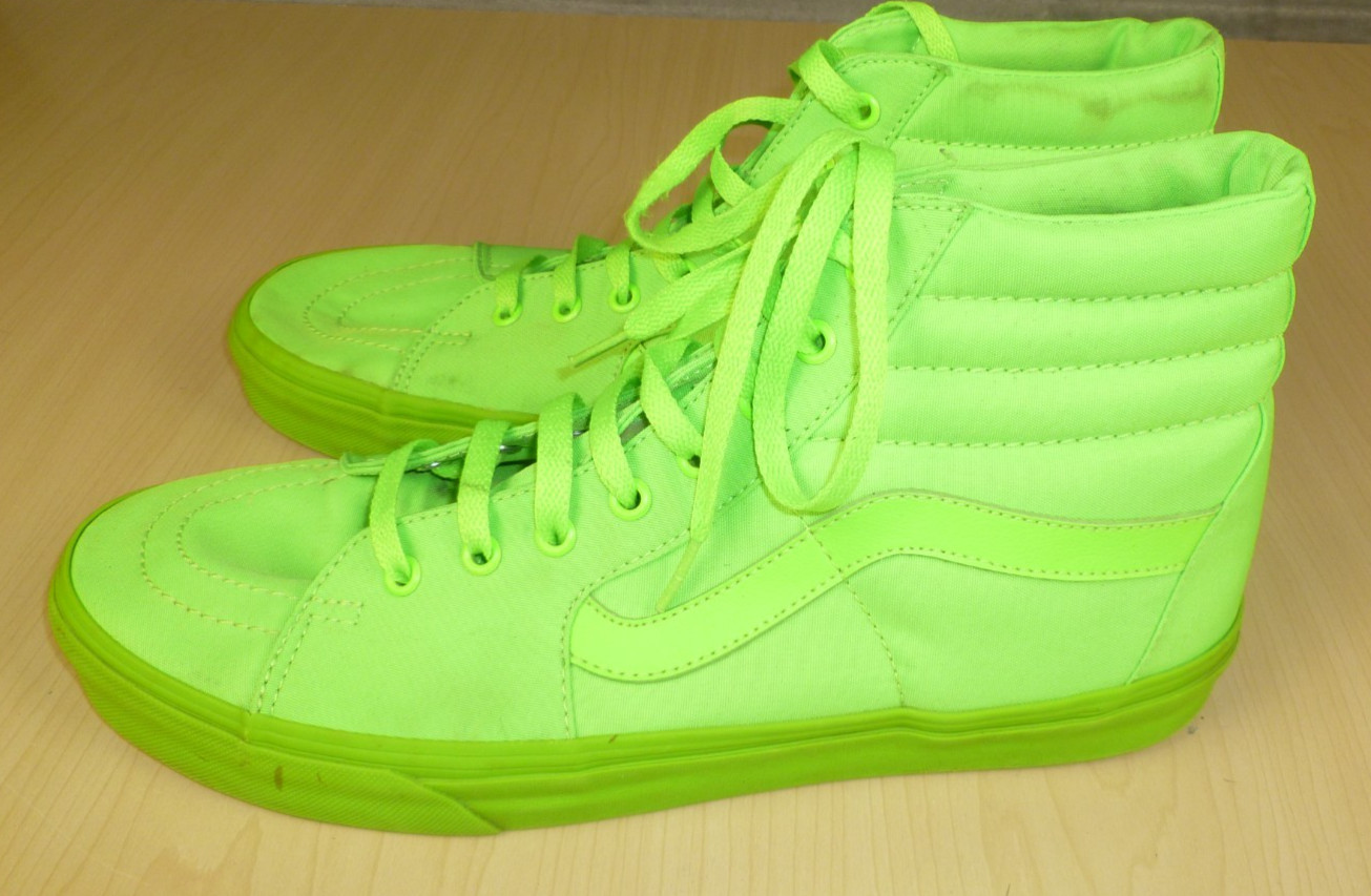 VANS Sneakers Womens 5.5 Neon Green High Top Skateboard Shoes Fluorescent