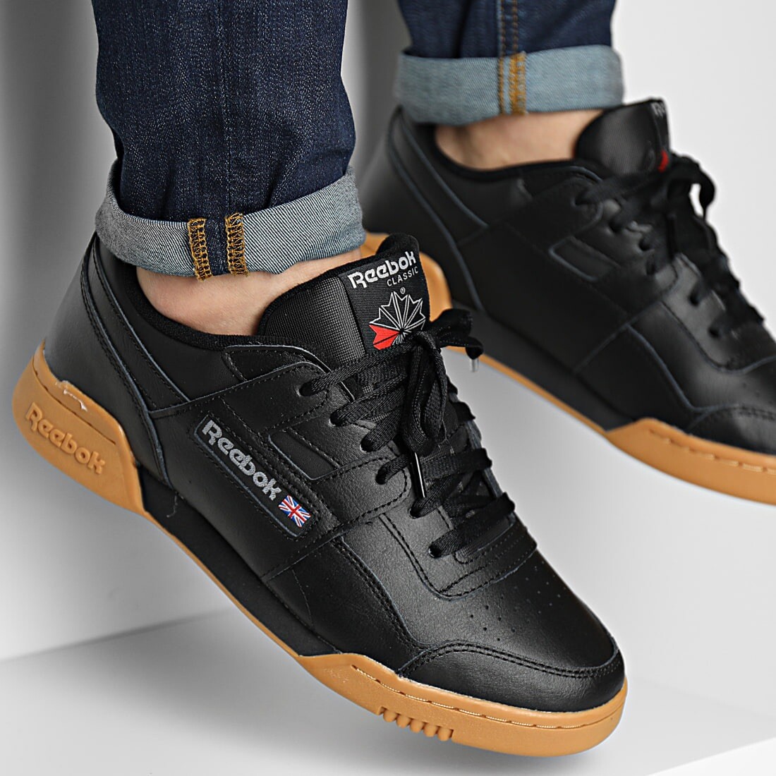 Reebok Workout Plus Men’s Sneaker Training Shoe Black Gum Athletic Trainers #127