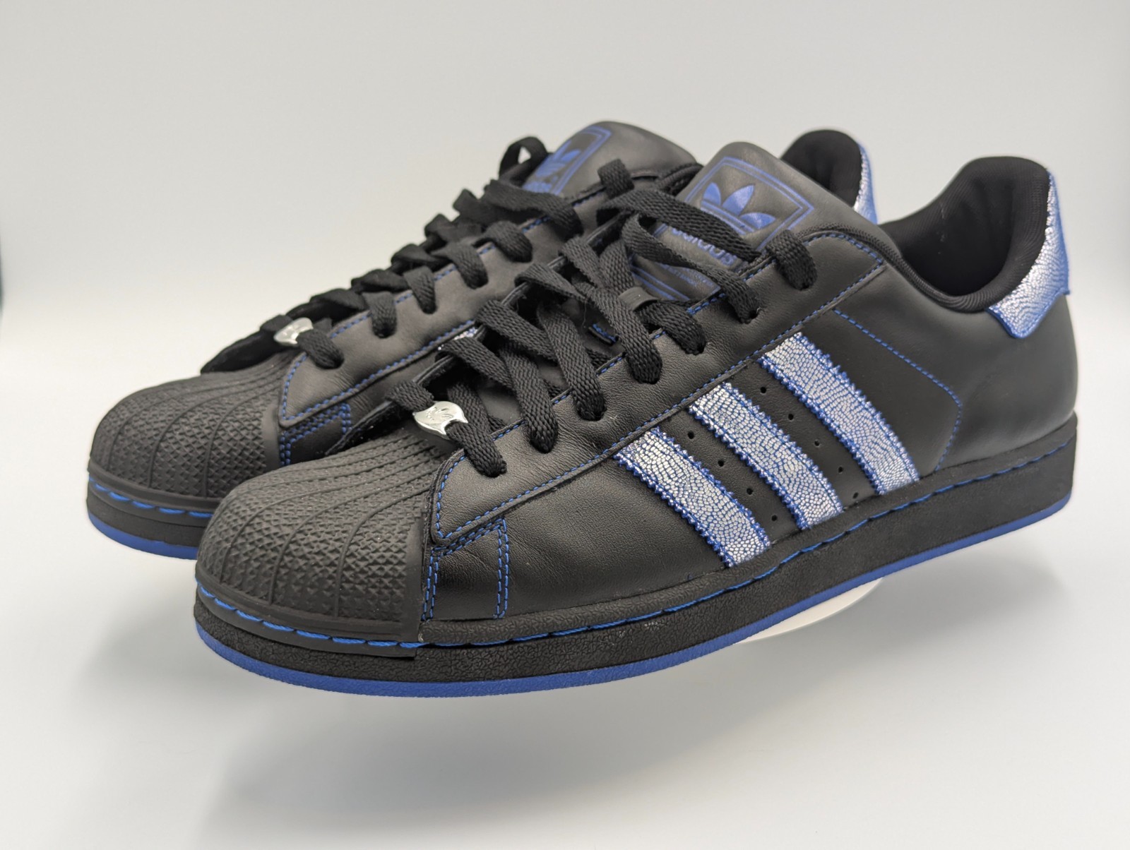 Rare Vintage adidas Superstar 2 Black/Royal Blue Metallic Silver M 11.5 W 12.5