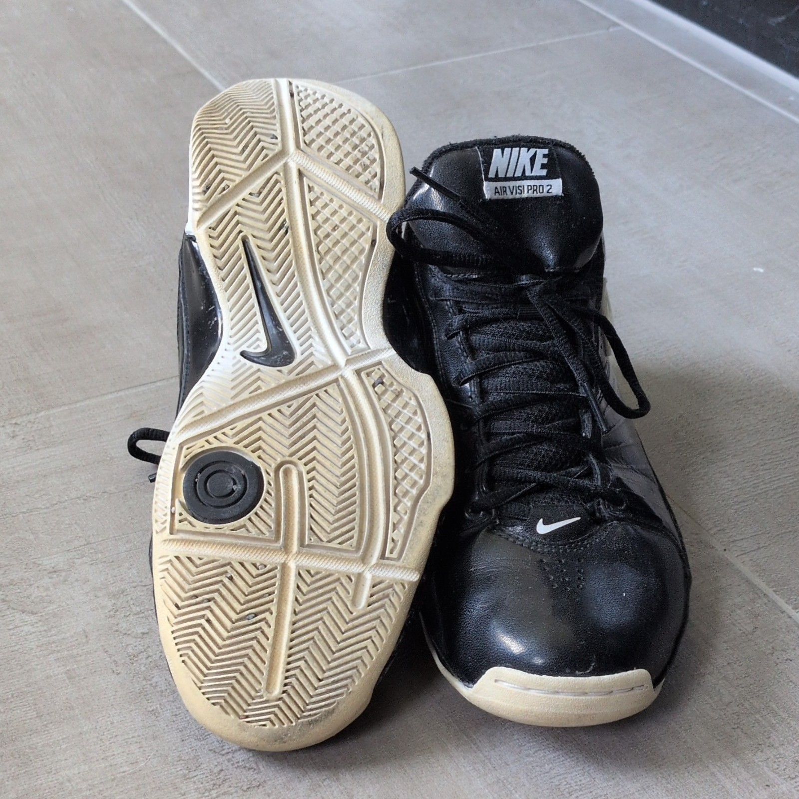 Nike Air Visi Pro 2 Black White Mid Top Basketball Sneakers Synthetic Rubber